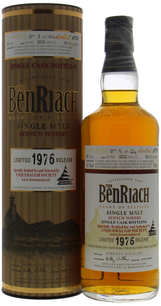 Benriach - 1976 Cask 3031 Bottled for Usquebaugh Society Netherlands 43.1% 1976 In original Container 10015