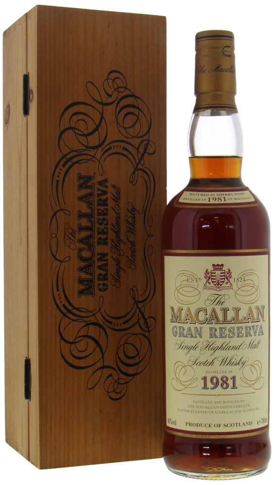 Macallan - 1981 Gran Reserva Sherry Wood 40% 1981 In Original Wooden Case, Box is Broken! 10103