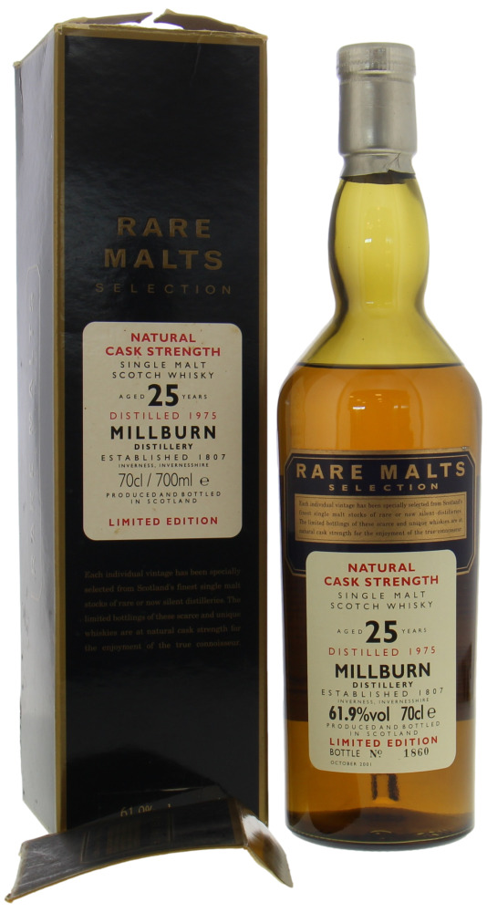 Millburn - 25 Years Old Rare Malts Selection 61.9% 1975 Damaged Box (box flap is loose), Mid Shoulder 10107