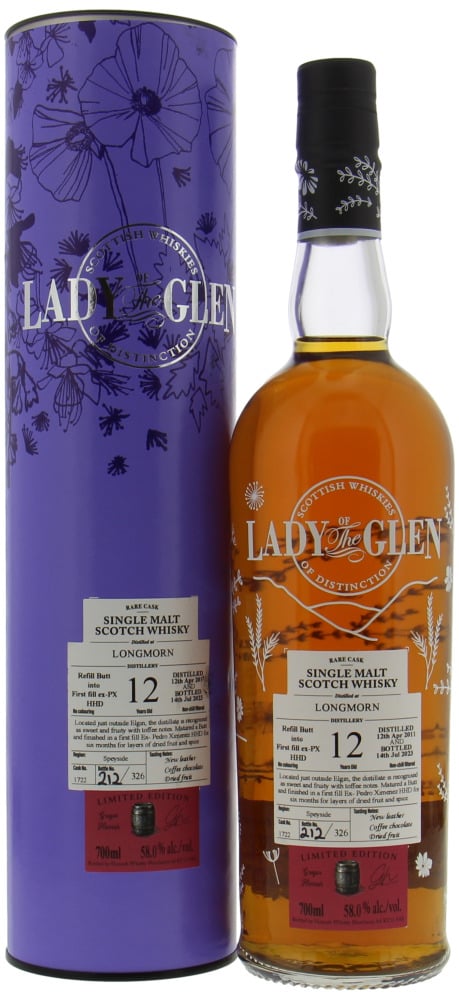 Longmorn - 12 Years Old Lady of the Glen Cask 1722 58% 2011 In Original Container, Slightly Damaged