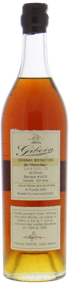 Giboin - Cognac Borderies de l'Hermitage Cask A230 42.9% 1974 perfect