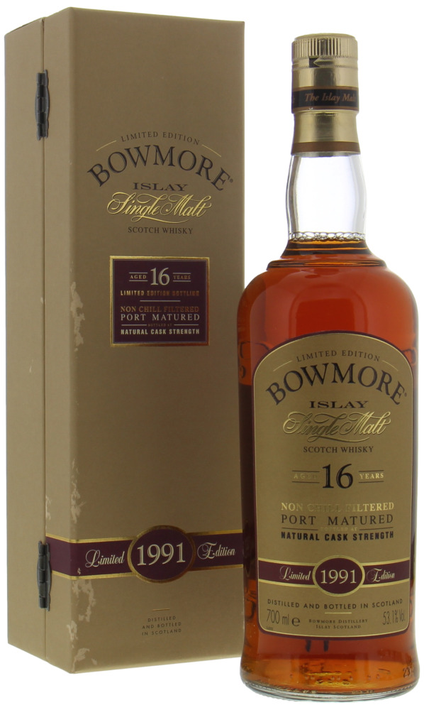 Bowmore - 16 Years Old 1991 Port Matured 53.1% 1991 In Original Box, SLightly Damaged 10118