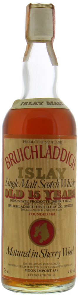 Bruichladdich - 15 Years Old Matured in Sherry Wood Moon Import 43% NV High Shoulder, No Original Box Included, damaged label 10121