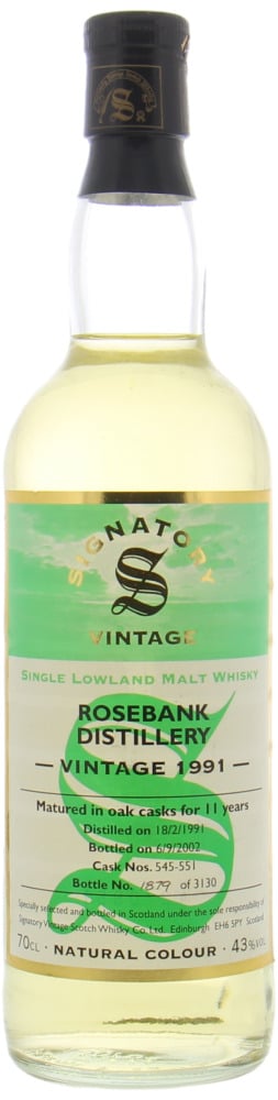 Rosebank - 11 Years Old Signatory Vintage Collection Cask 545-551 43% 1991