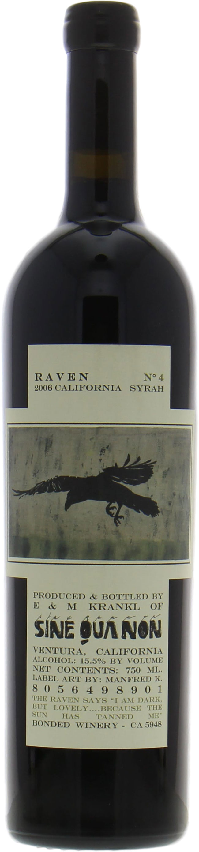 Sine Qua Non - Raven Series Syrah No 4 2006 From Original Wooden Case