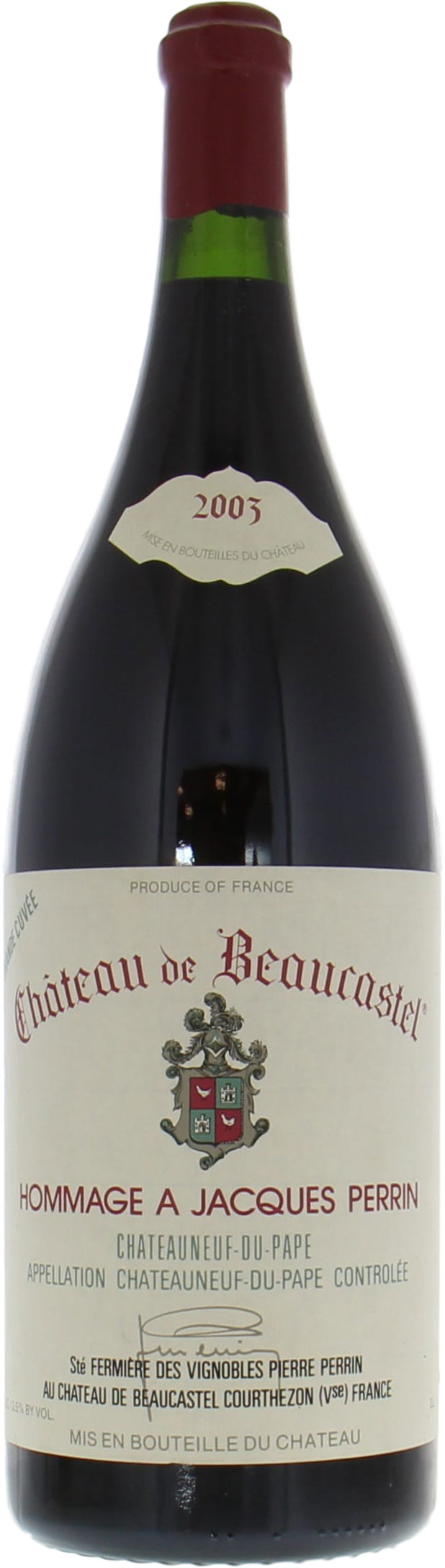 Chateau de Beaucastel - Chateauneuf du Pape Hommage Jacques Perrin 2003 Wax capsule slightly damaged