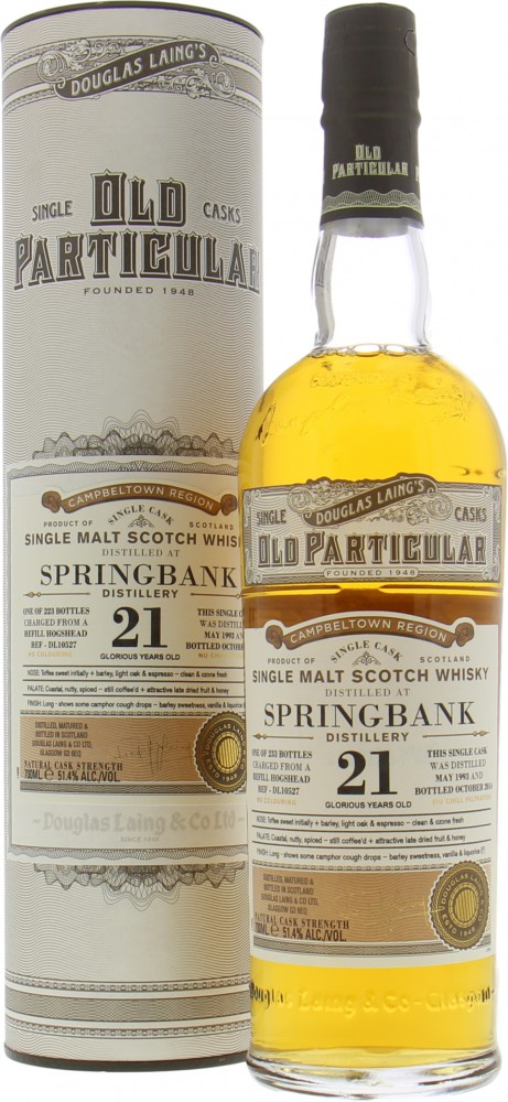 Springbank - 21 Years Old Douglas Laing's Old Particular Cask DL10527 51.4% 1993