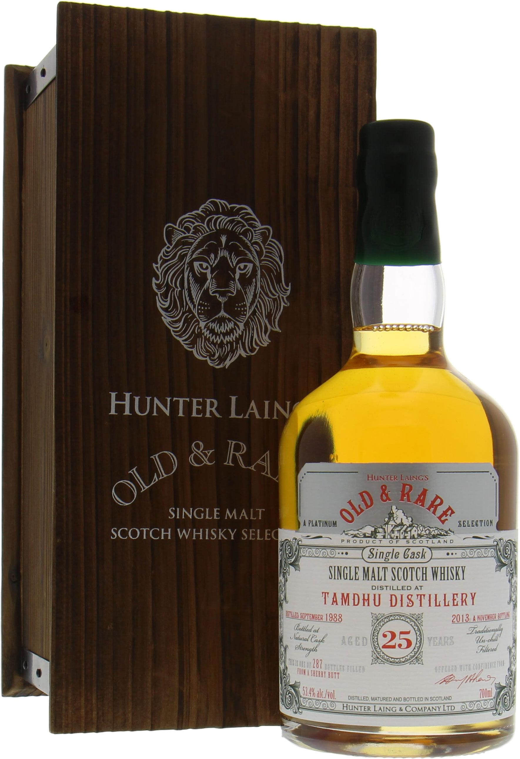 Tamdhu - 25 Years Old Old & Rare Hunter Laing's Platinum Selection 53.4% 1988 In Original Wooden Case