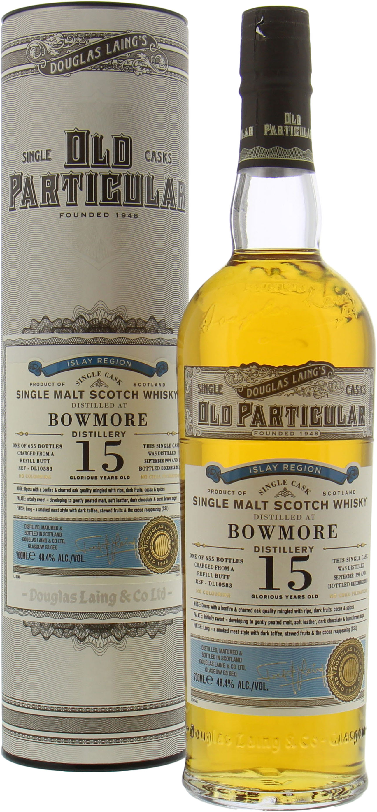 Bowmore - 15 Years Old Douglas Laing Cask:DL10583 48.4% 1999 In Original Container