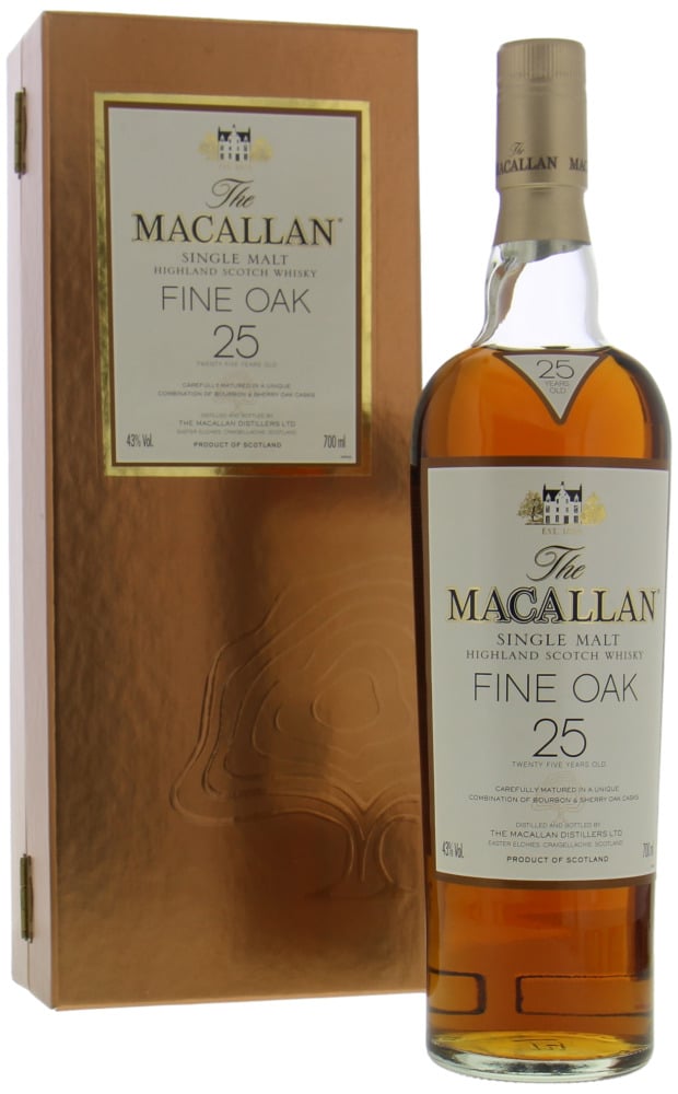 Macallan - 25 Years Old Fine Oak Bottled New Label 43% NV In Original Box