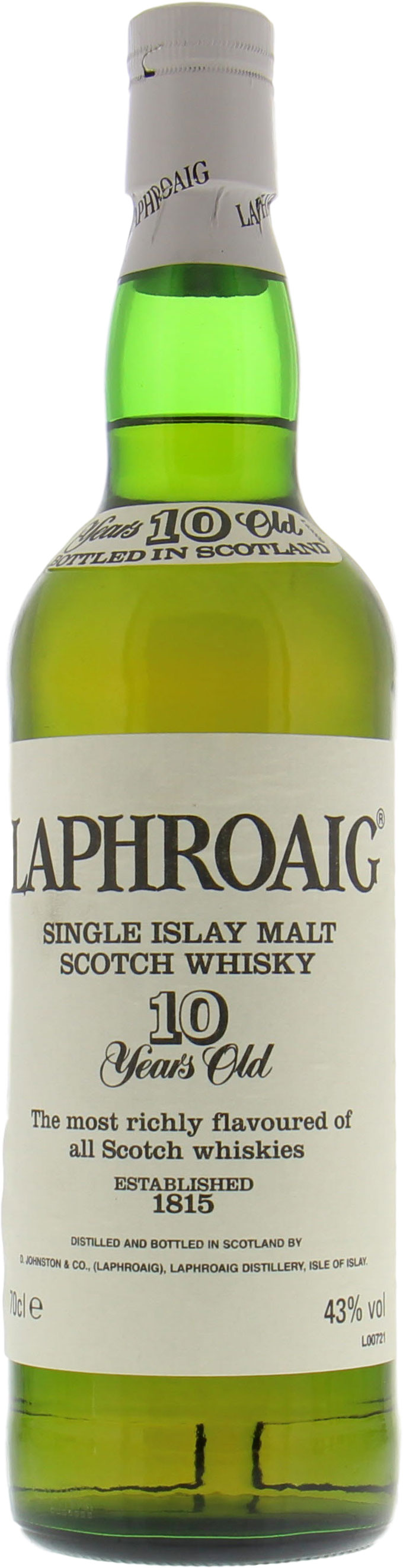 Laphroaig - 10 Years Old without feathered crest Badge 43% NV No Original Tube Included!