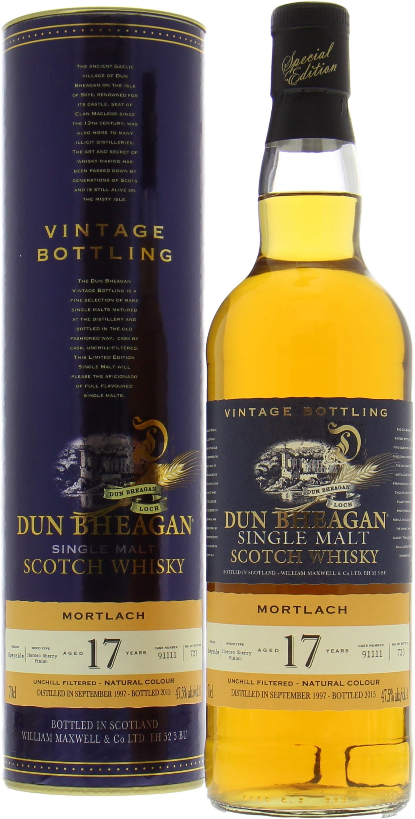 Mortlach - 17 Years Old Ian MacLeod Dun Bheagan Cask 91111  47.5% 1997 In Original Container