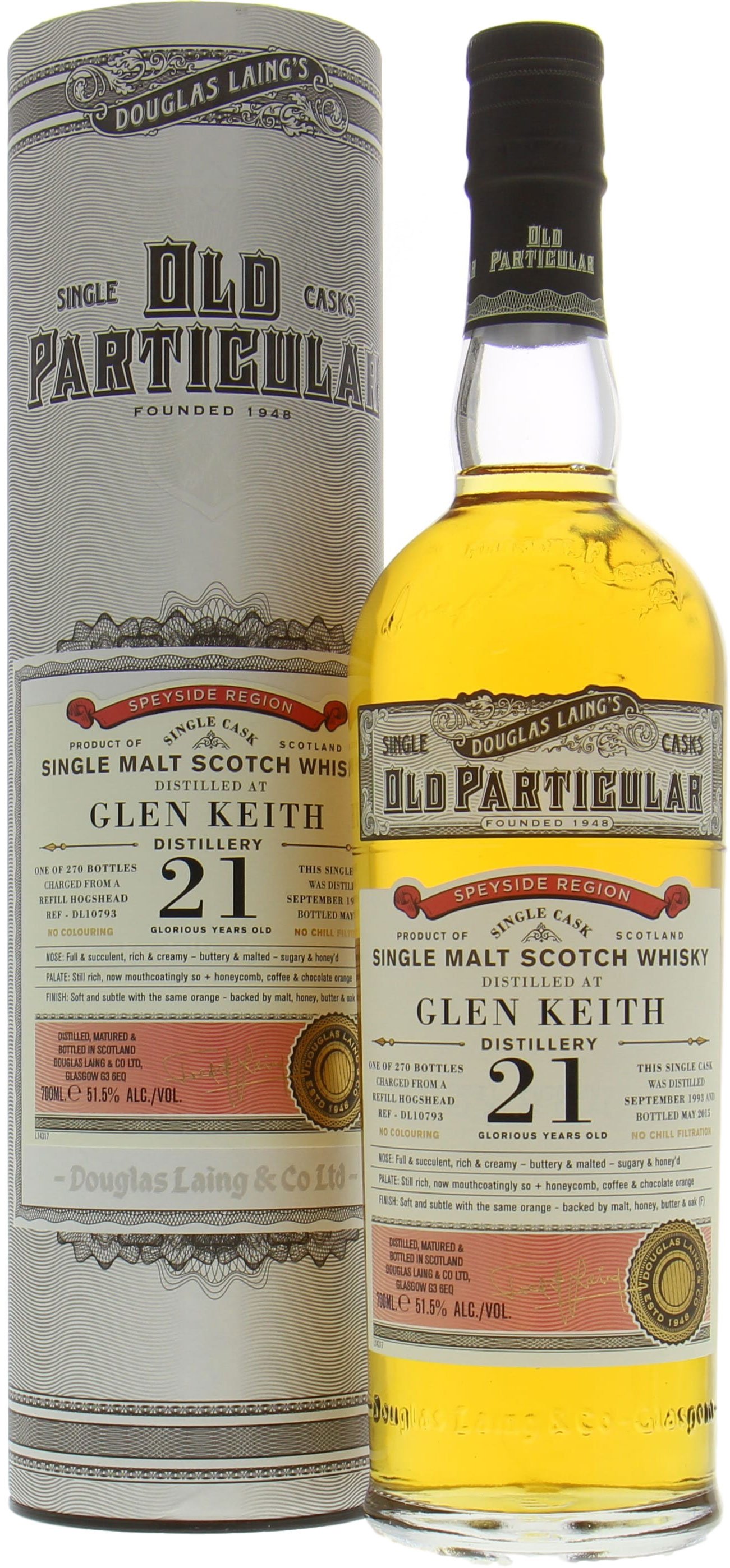 Glen Keith - 21 Years Old Douglas Laing Old Particular Cask:DL10793 51.5% 1993