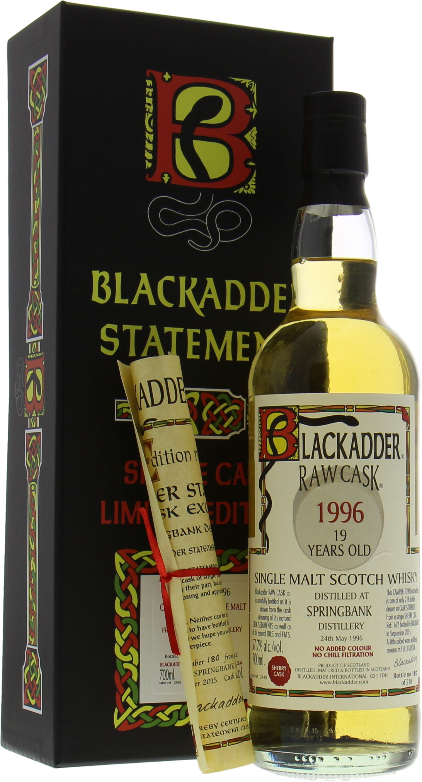 Springbank - 19 Years Old Blackadder Raw Cask 162 Bottles 57.7% 1996 In Original Container