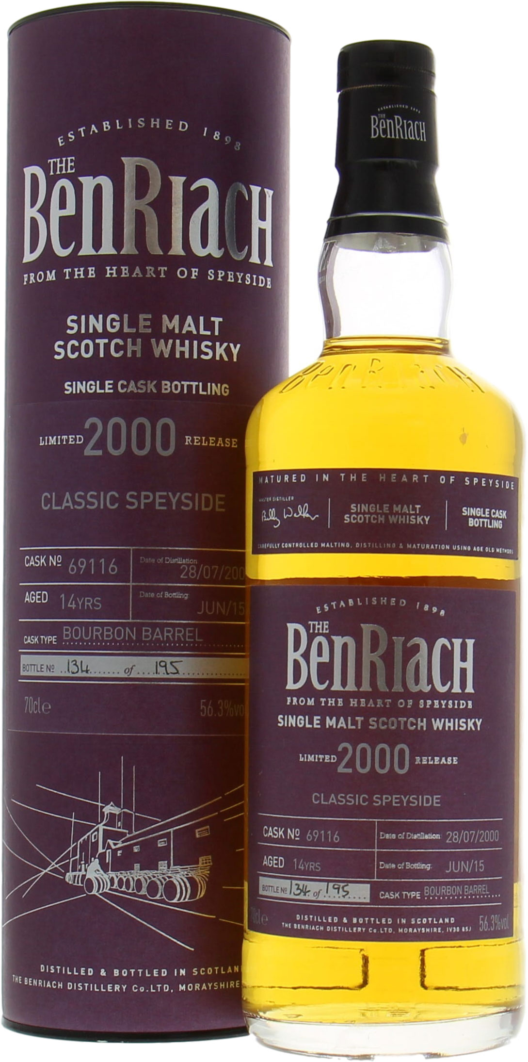 Benriach - 14 Years Old  Batch 12 Cask:69116 56.3% 2000 In Original Container
