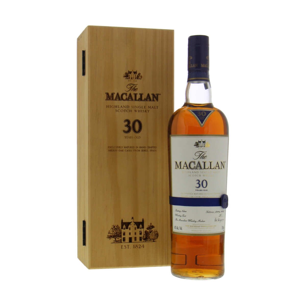 The Macallan 30 Years Old Sherry Oak Blue Ribbon Light Label 43% NV