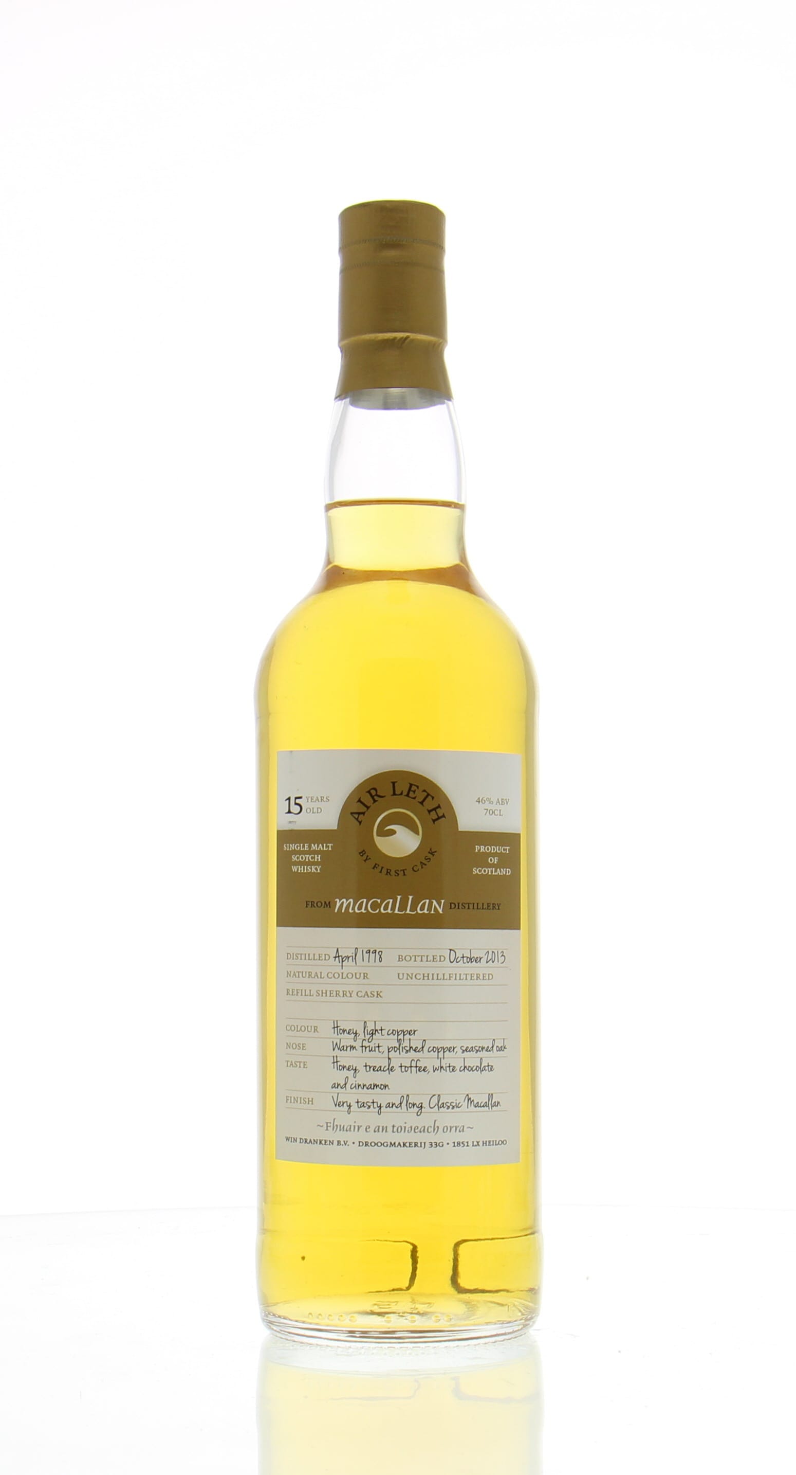 Macallan - 15 Years Old Whisky Import Nederland Air Leth Bottling Serie 46% 1998