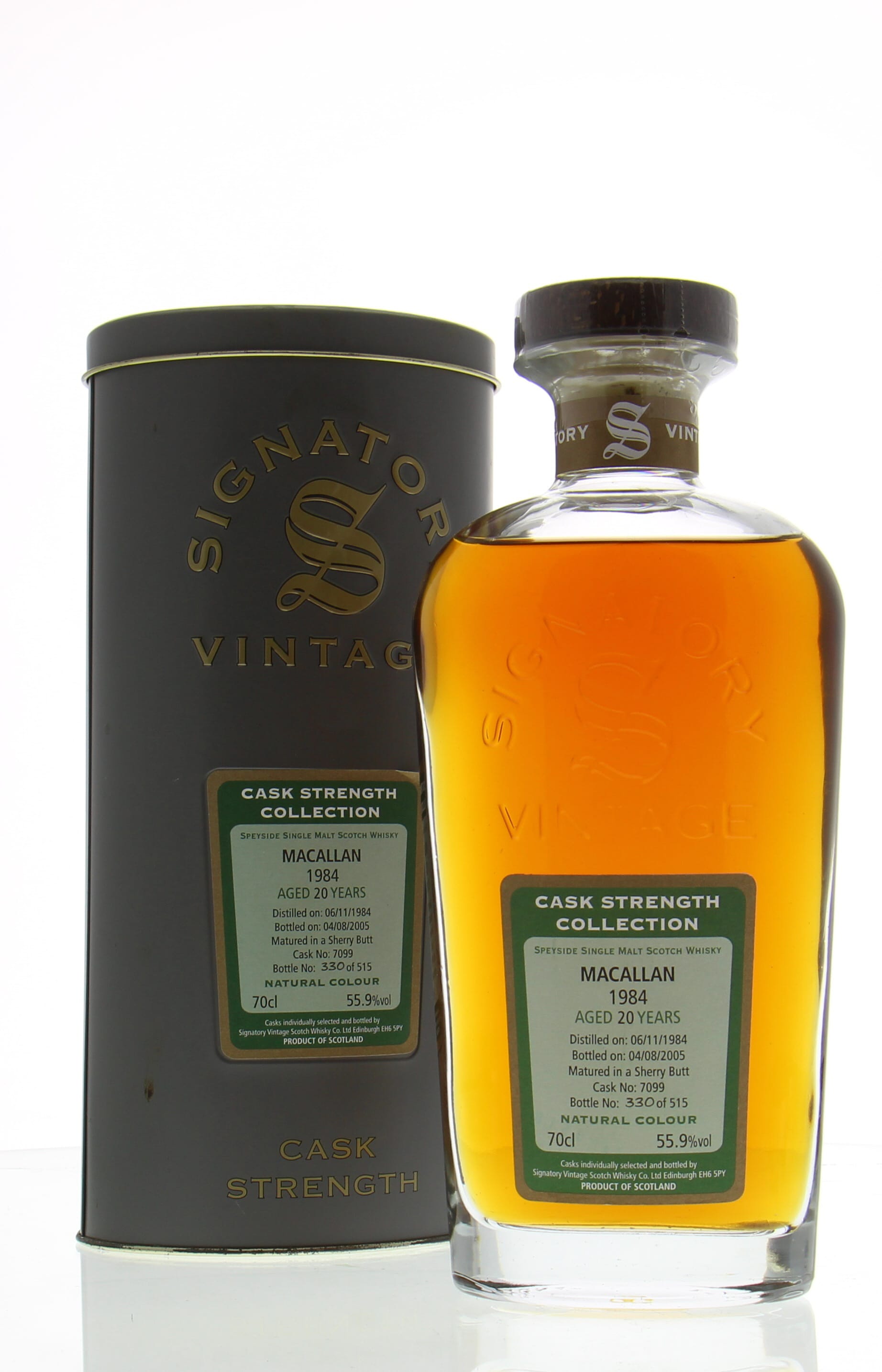 Macallan - 22 Years Old Signatory Vintage Cask Strength Collection Cask:7099 1 Of 515 Bottles 55,9% 1984 In Original Container