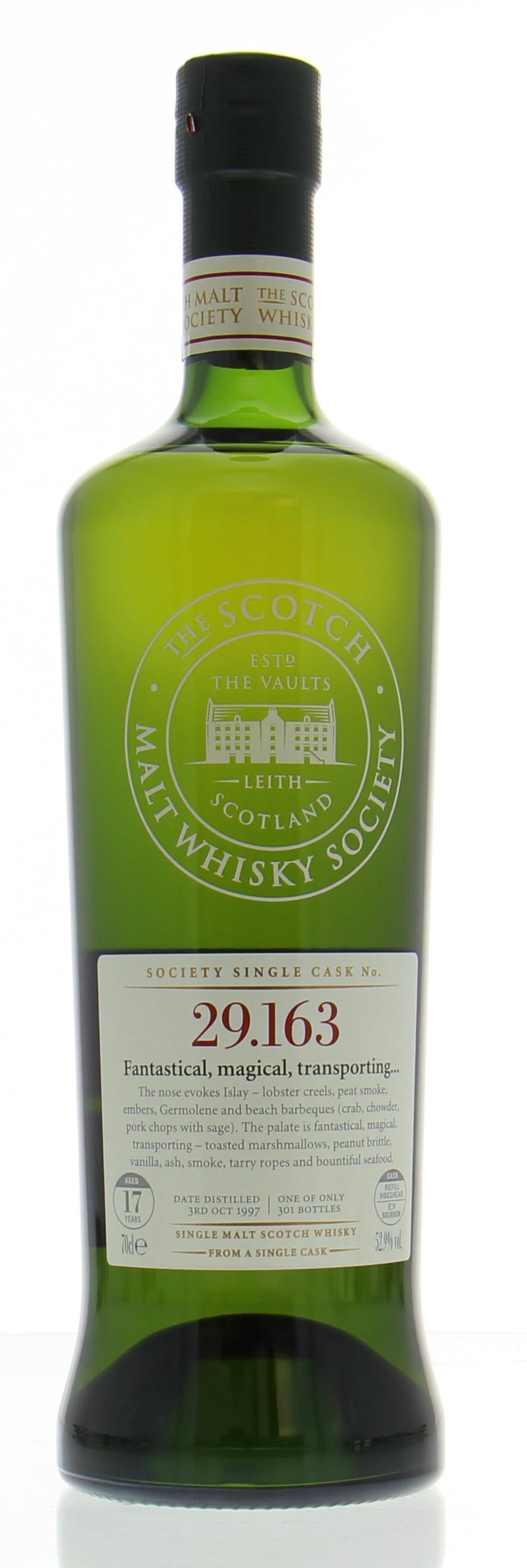 Laphroaig - 17 Years Old SMWS 29.163 Fantastical, magical, transporting...1 Of 301 Bottles 52.9% 1997 Perfect