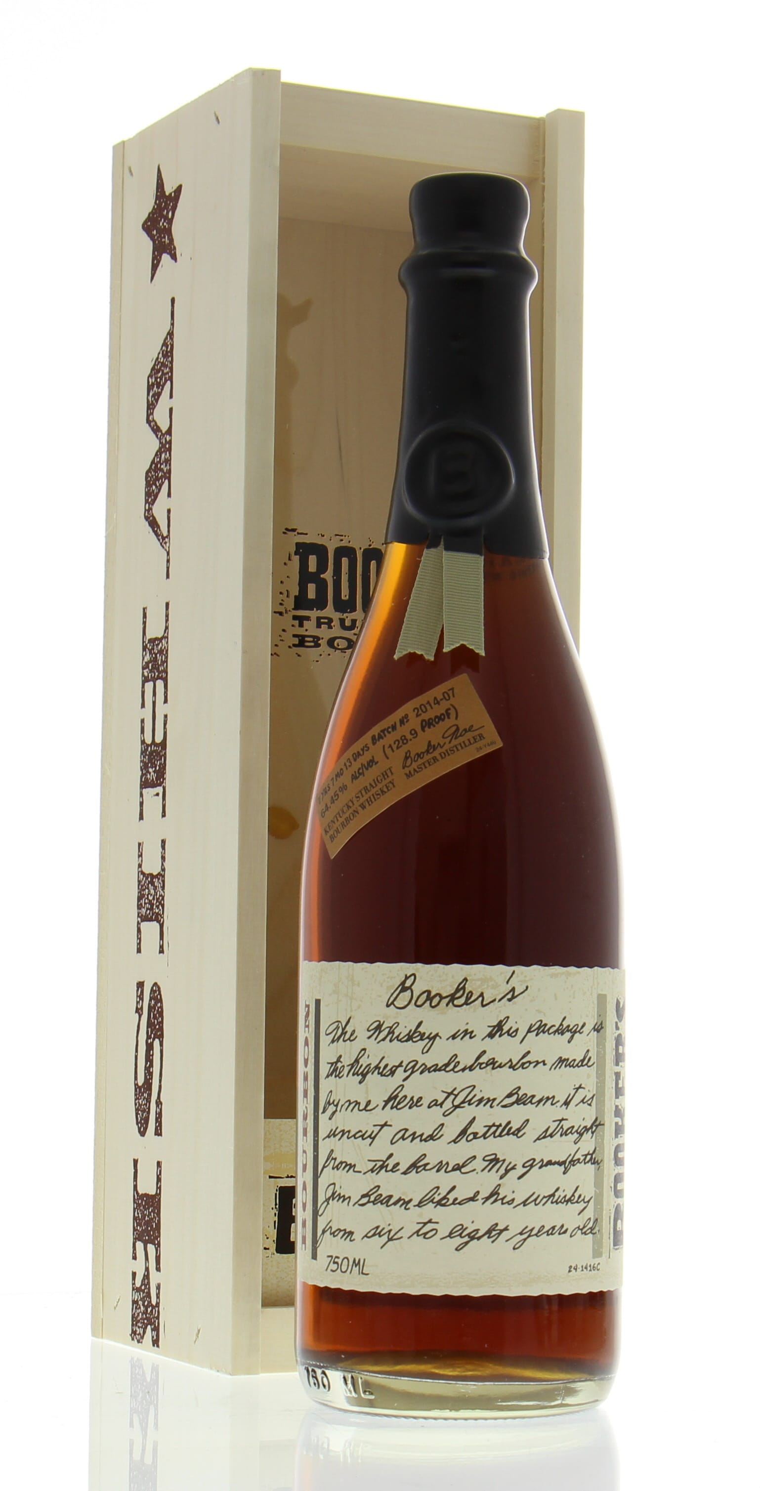 Jim Beam - Booker's 7 Years Old Batch 2014-07 128.9 Proof 64.45% NV In Original Wooden Case