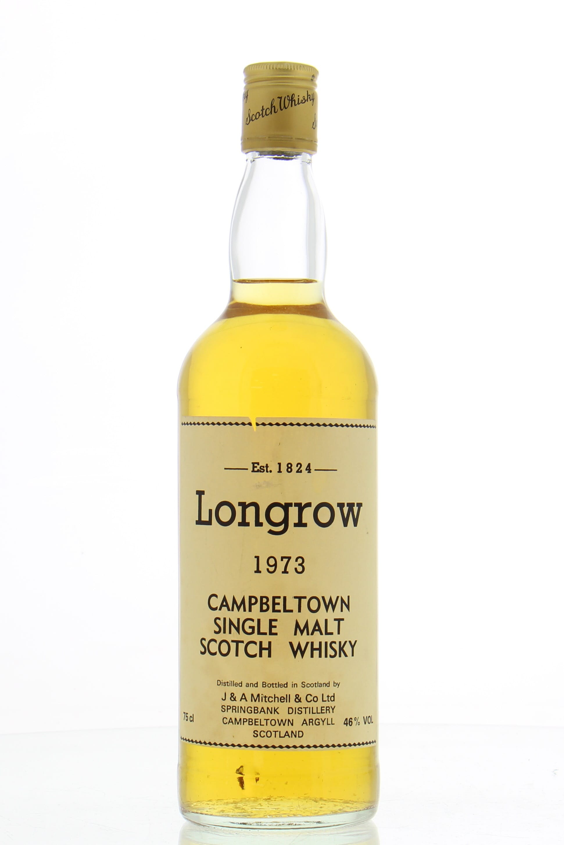 Longrow - 1973 Screw cap, White letter label 46% 1973 Perfect