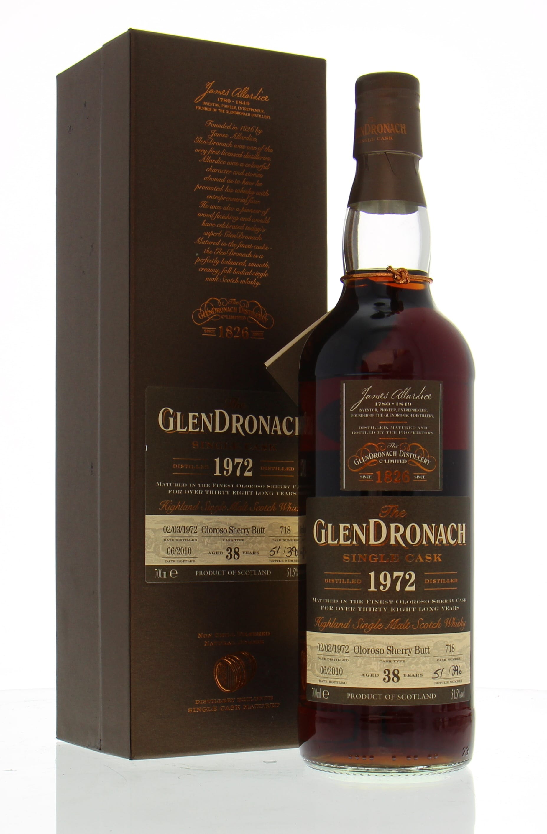 Glendronach - 38 Years Old Batch 2 Cask:718 51.5% 1972 In Original Container