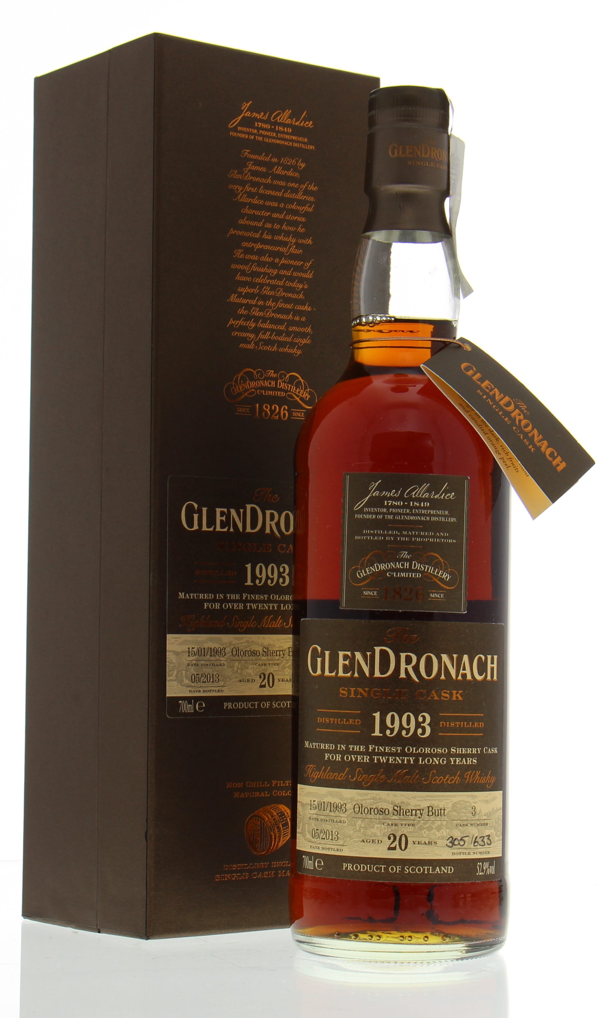 Glendronach - 20 Years Old Batch 8 Cask:3 52.9% 1993 In Original Container