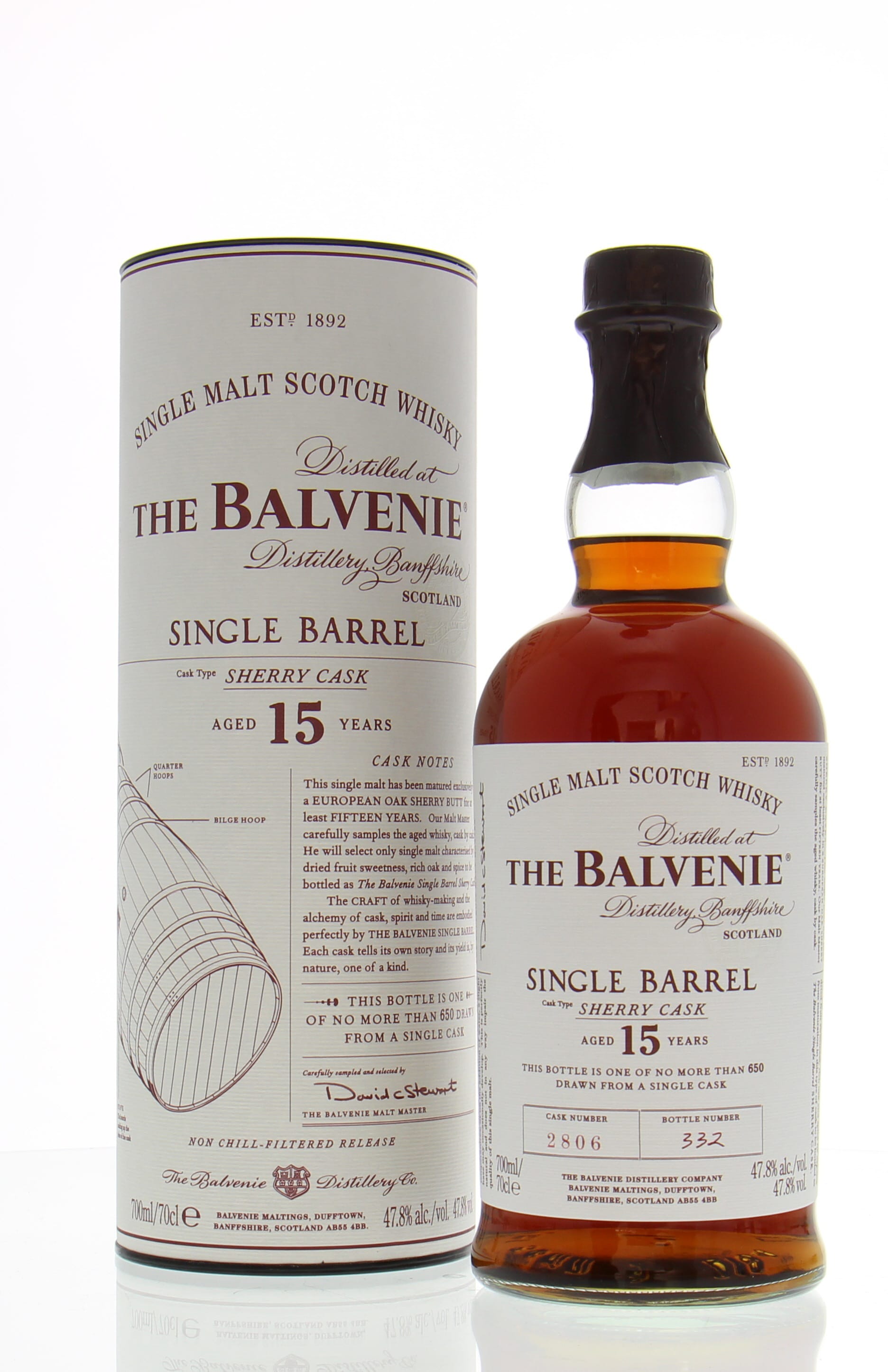 Balvenie - 15 Years Old Single Barrel Casknumber 2806 47.8% NV In Original Container
