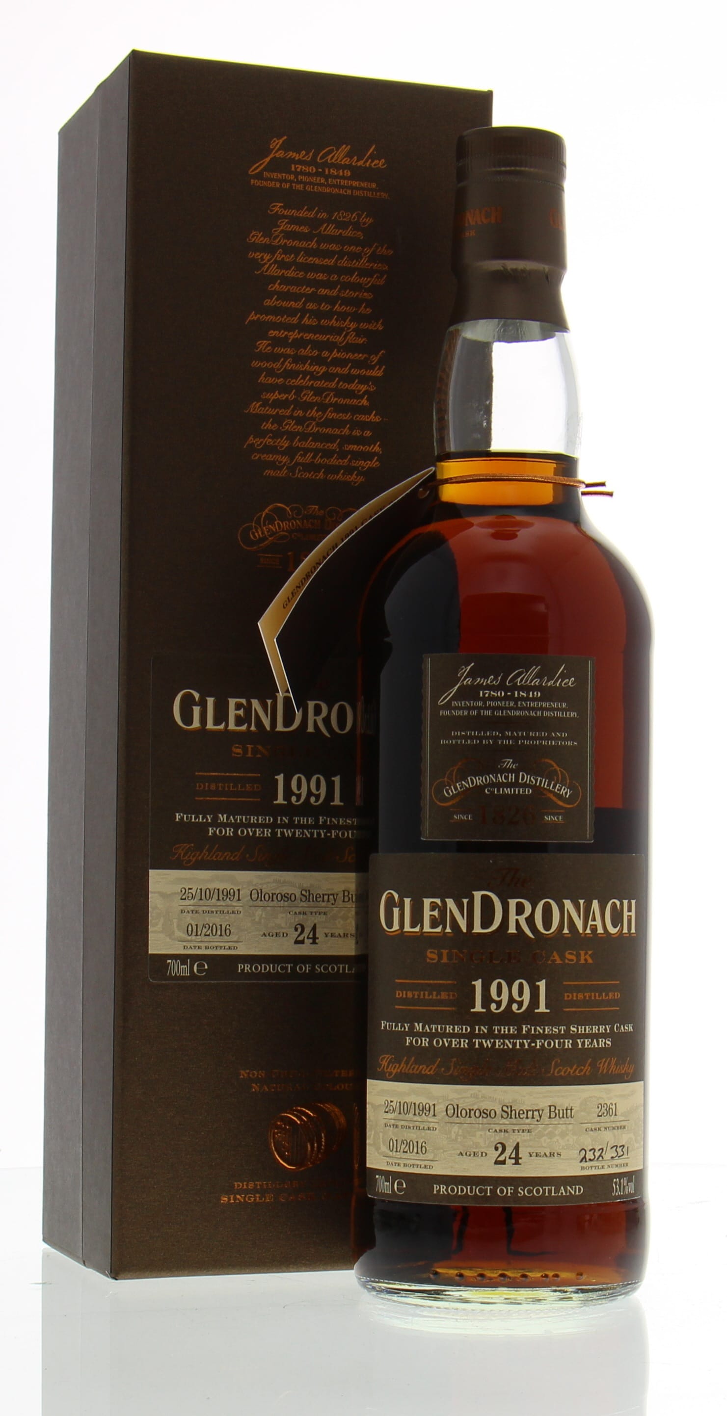 Glendronach - 24 Years Old Batch 13 Cask:2361 53.1% 1991