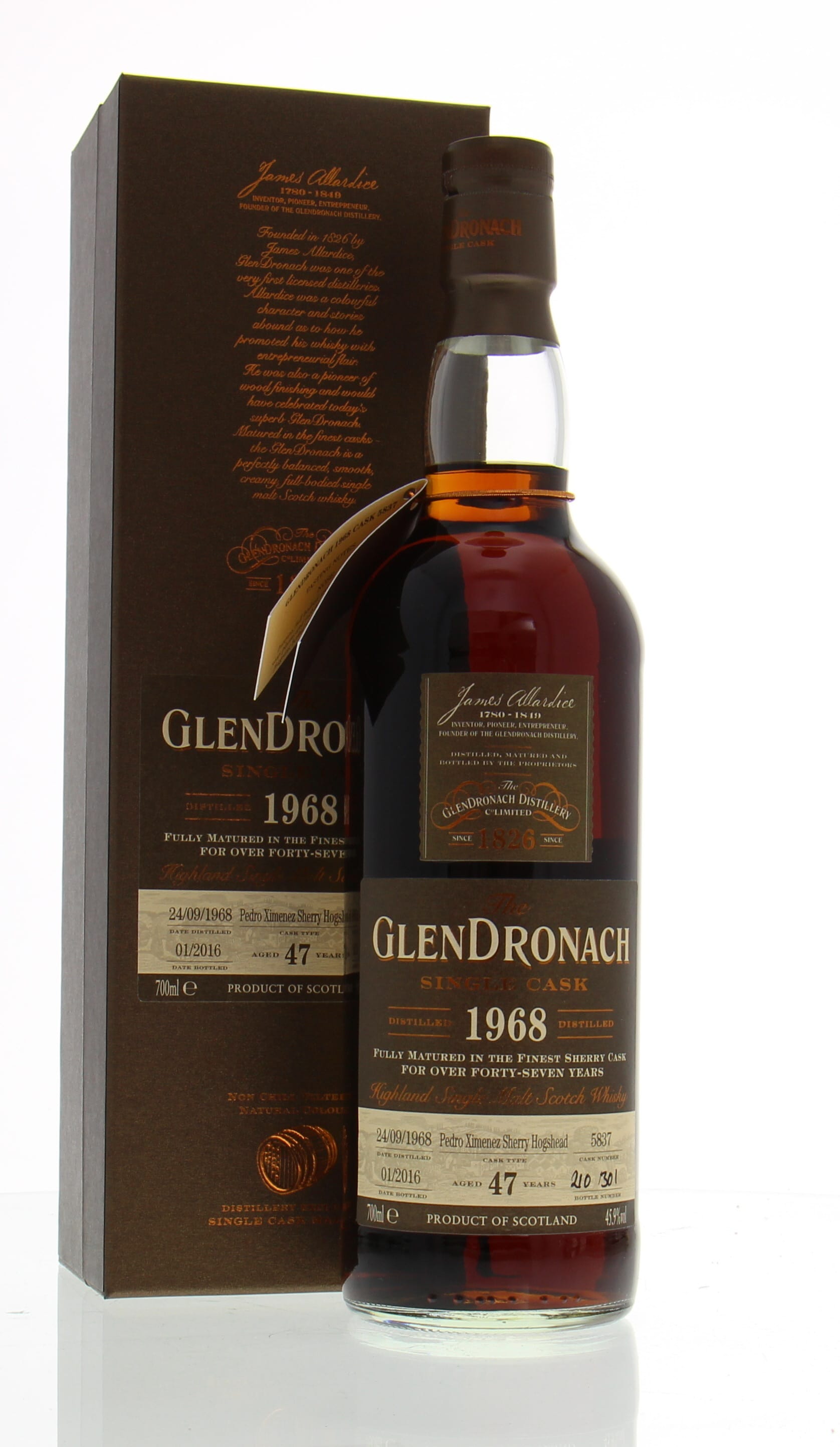 Glendronach - 47 Years Old Batch 13 Cask:5837 45.9% 1968 In Original Container