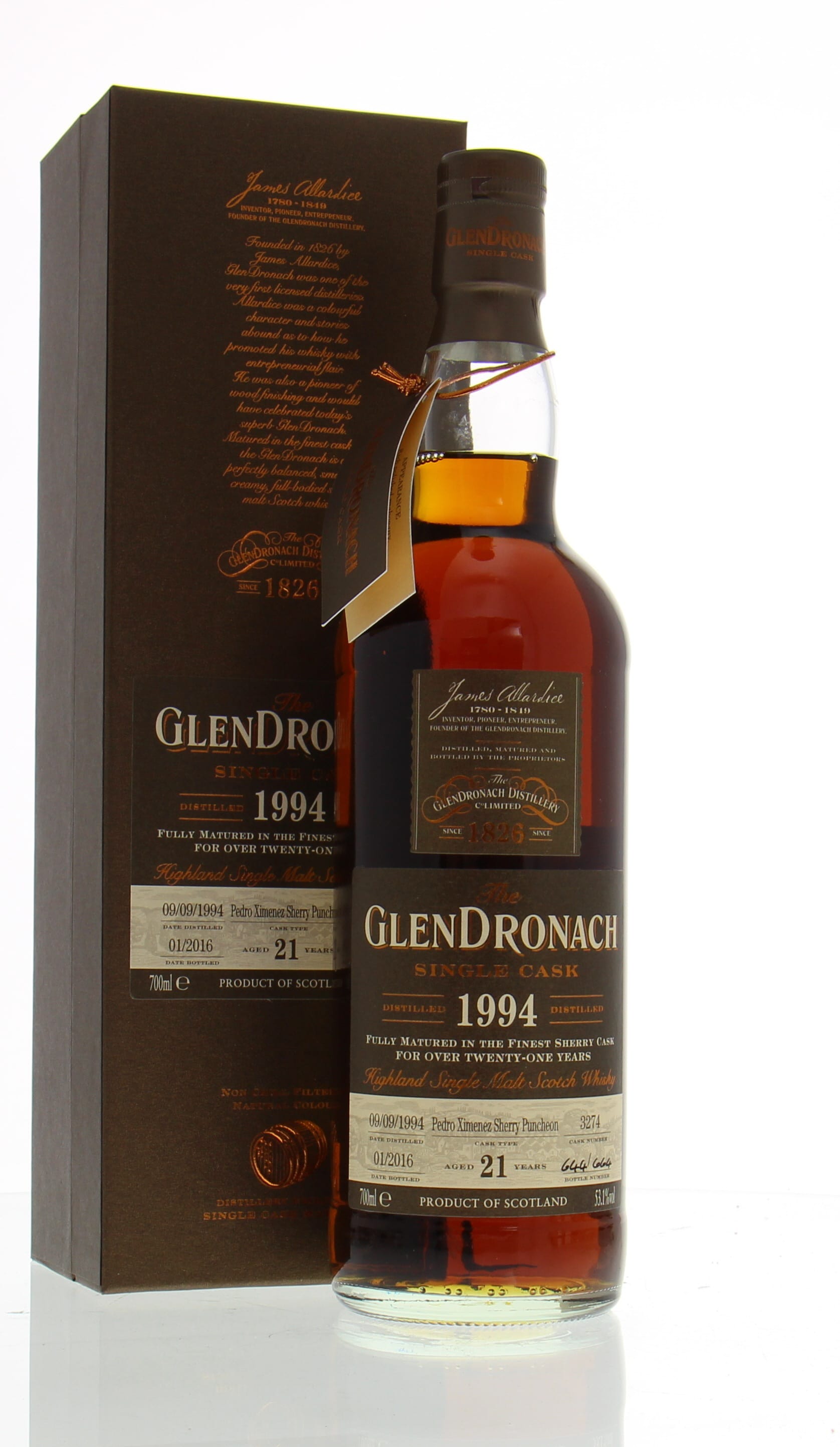 Glendronach - 21 Years Old Batch 13 Cask:3274 53.1% 1994 In Original Container