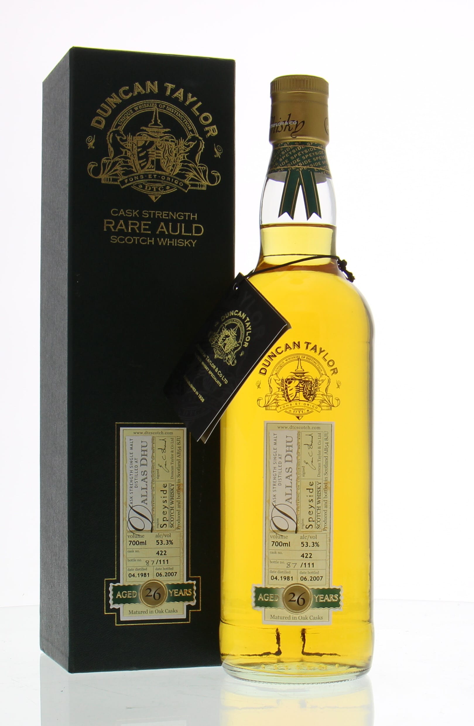 Dallas Dhu - 26 Years Old Rare Auld Duncan Taylor Cask:422 53.3% 1981 In Original Container