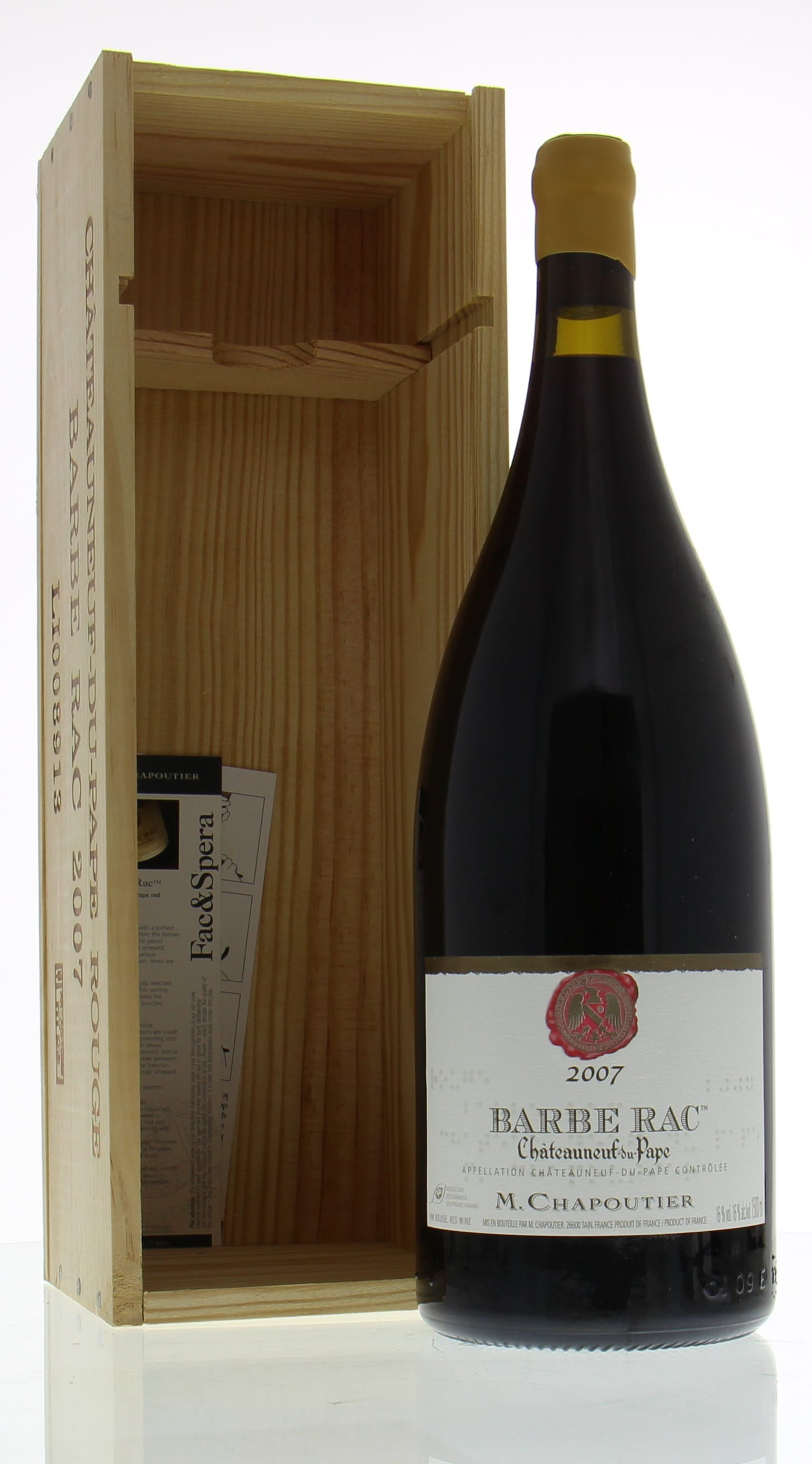 Chapoutier - Chateauneuf du Pape Barbe Rac 2007 From Original Wooden Case