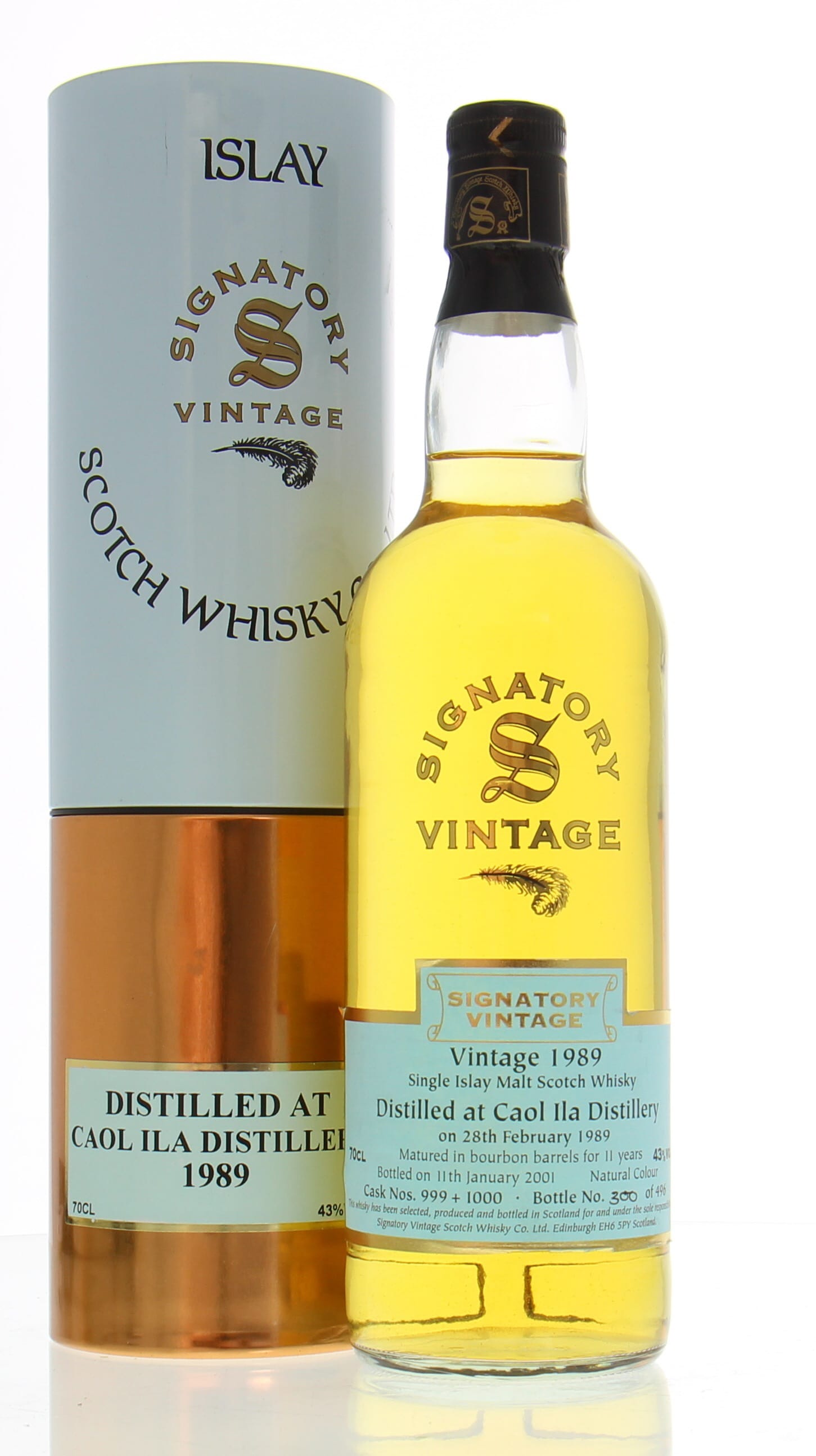 Caol Ila - 11 Years Old Signatory Vintage Cask:999+1000 43% 1989 In Original Container