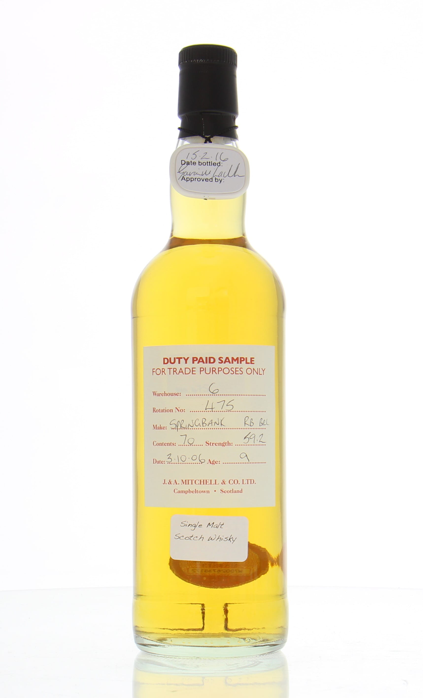 Springbank - 9 Years Old Duty Paid Sample Warehouse 6 Rotation 475 59.2% 2006 Perfect