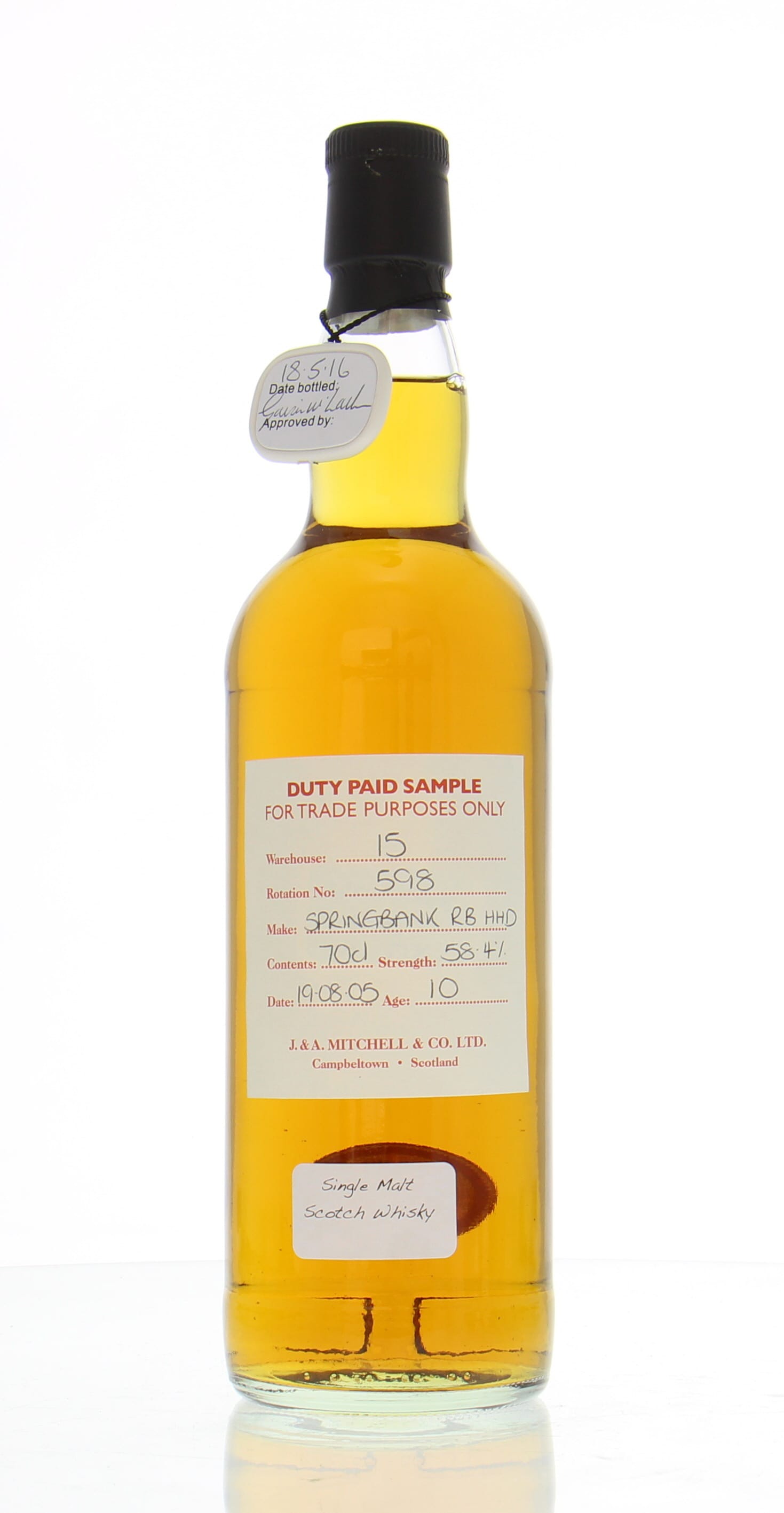 Springbank - 10 Years Old Duty Paid Sample Warehouse 15 Rotation 598 58.4% 2005 Perfect