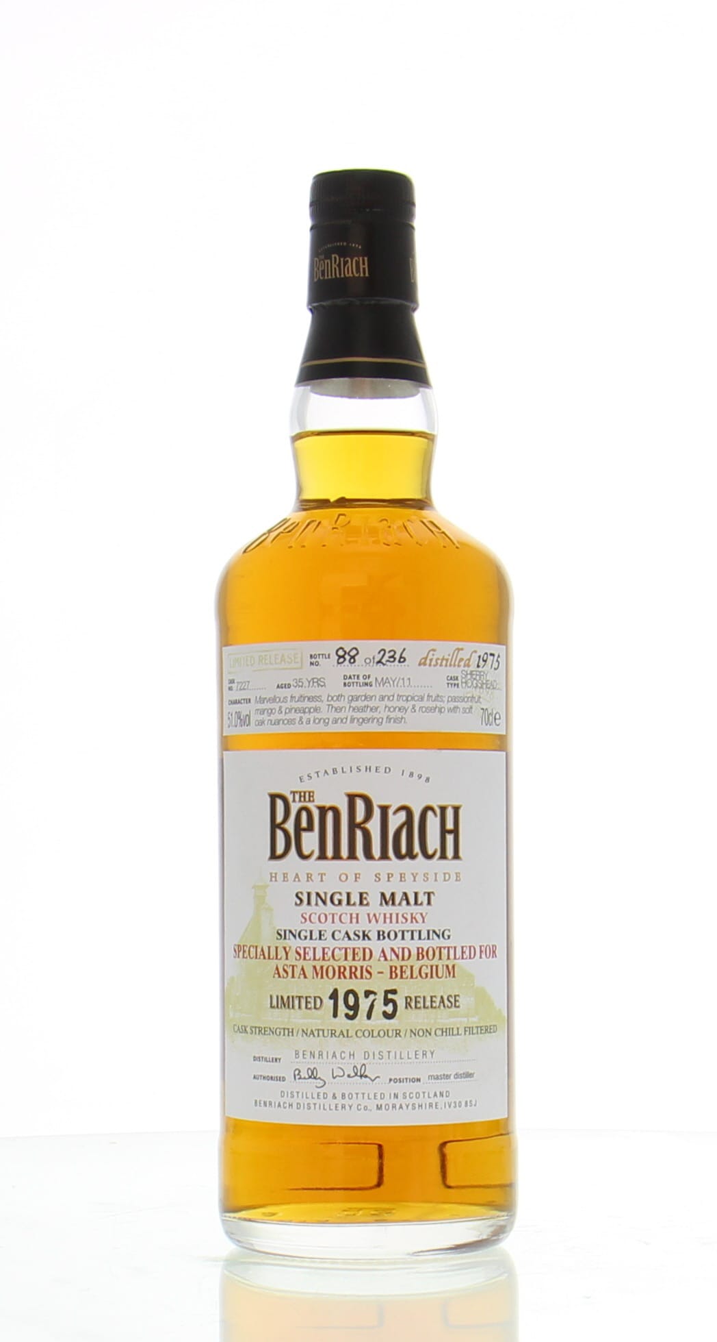 Benriach - 1975 35 Years Old Asta Morris Cask:7227 51% 1975 NO OC INCLUDED!