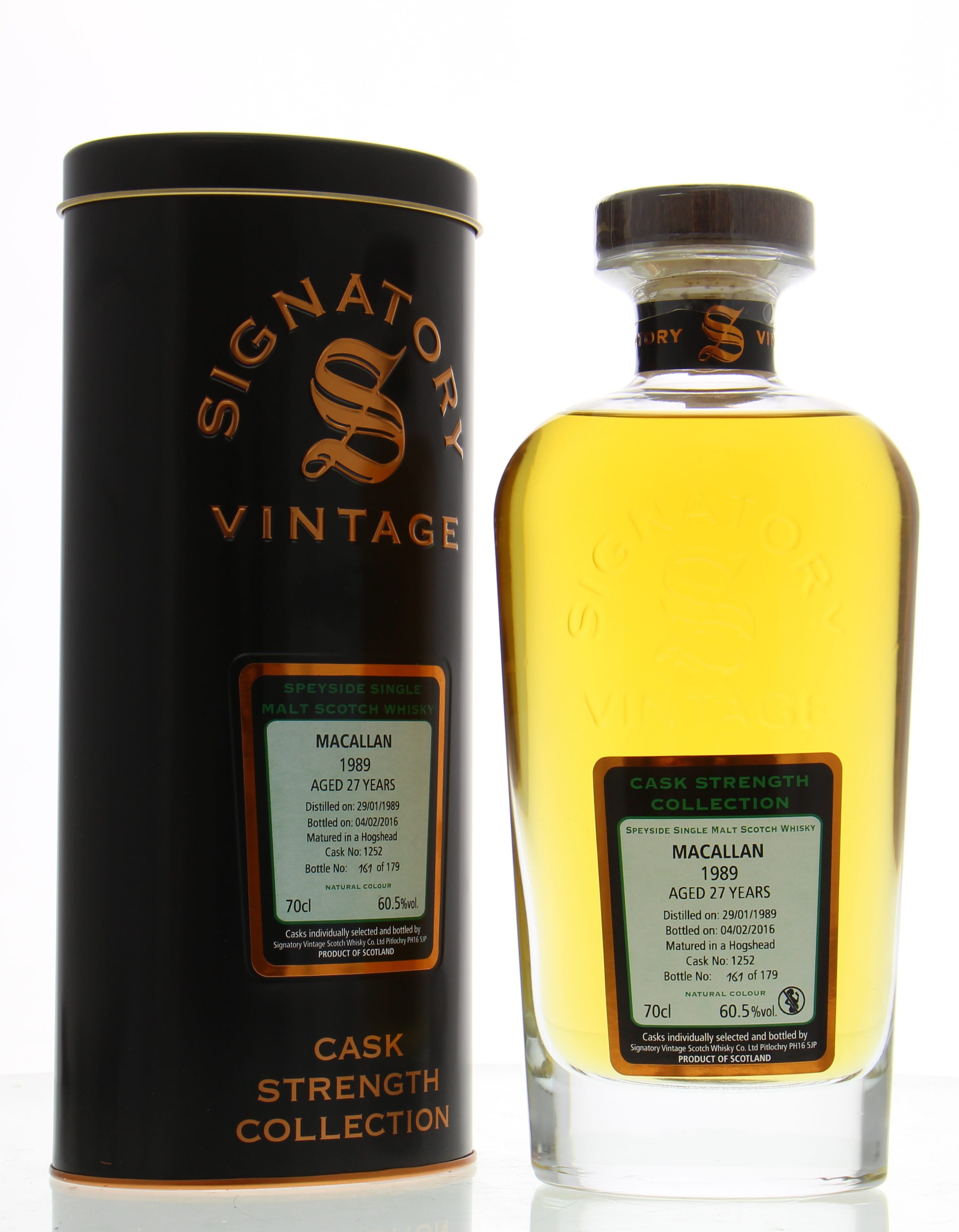 Macallan - 27 Years Old Signatory Vintage Cask:1252 60.5% 1989 In Original Container