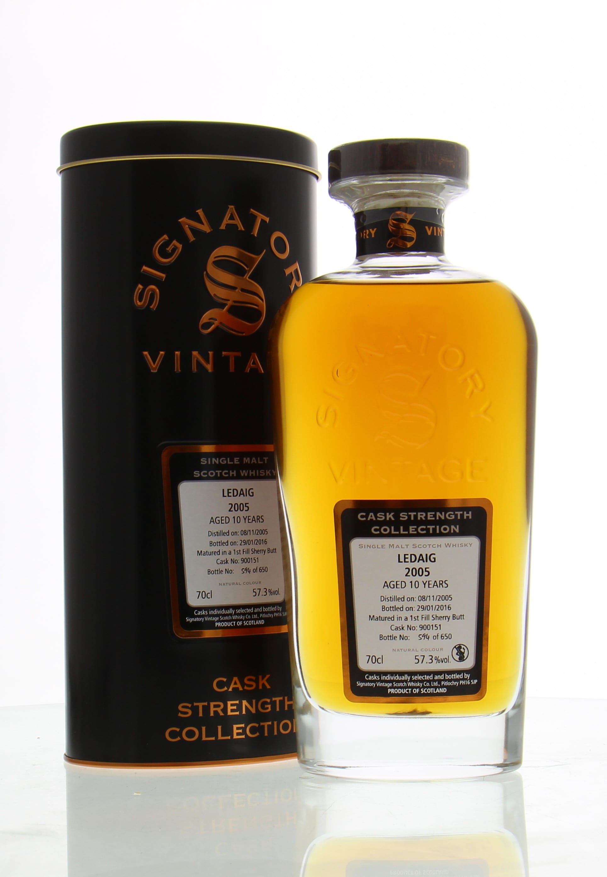 Ledaig - 10 Years Old Signatory Vintage Cask:900151 57.3% 2005 In Original Container