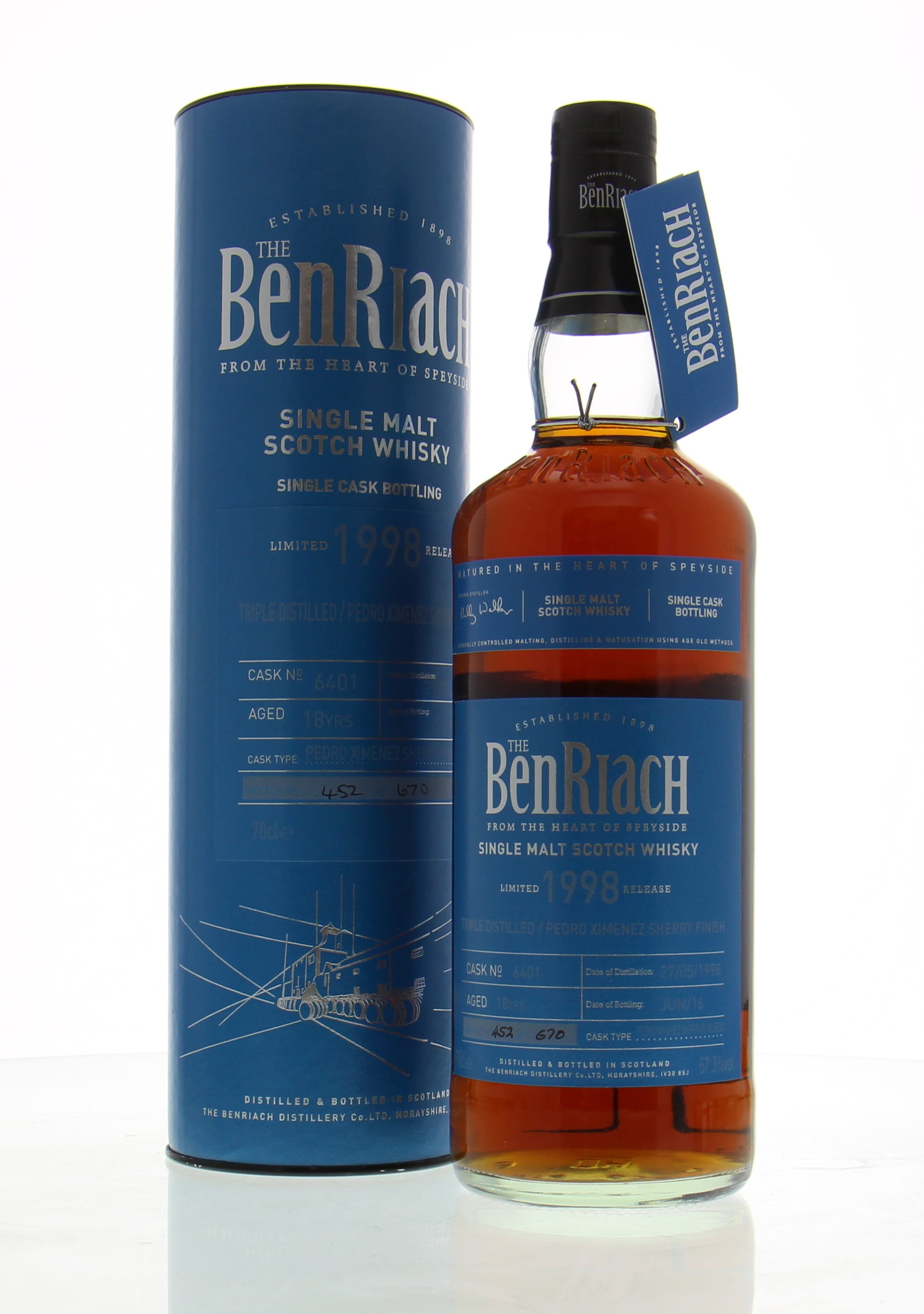 Benriach - 18 Years Old Batch 13 Cask:6401 57.3% 1998 In Original Container
