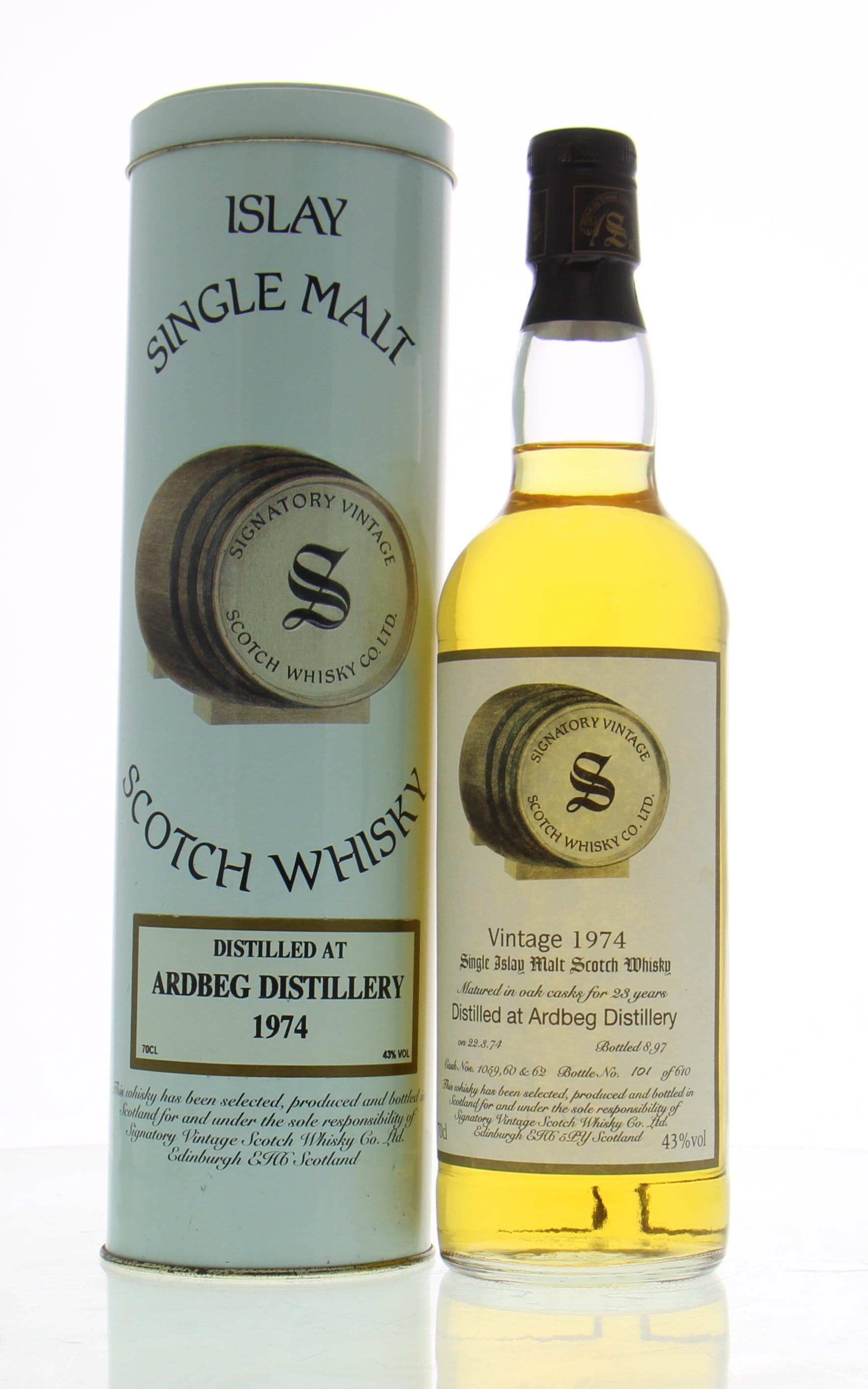 Ardbeg - 23 Years Old Signatory Vintage Cask:1059+1060+1062 43% 1974 In Original Container