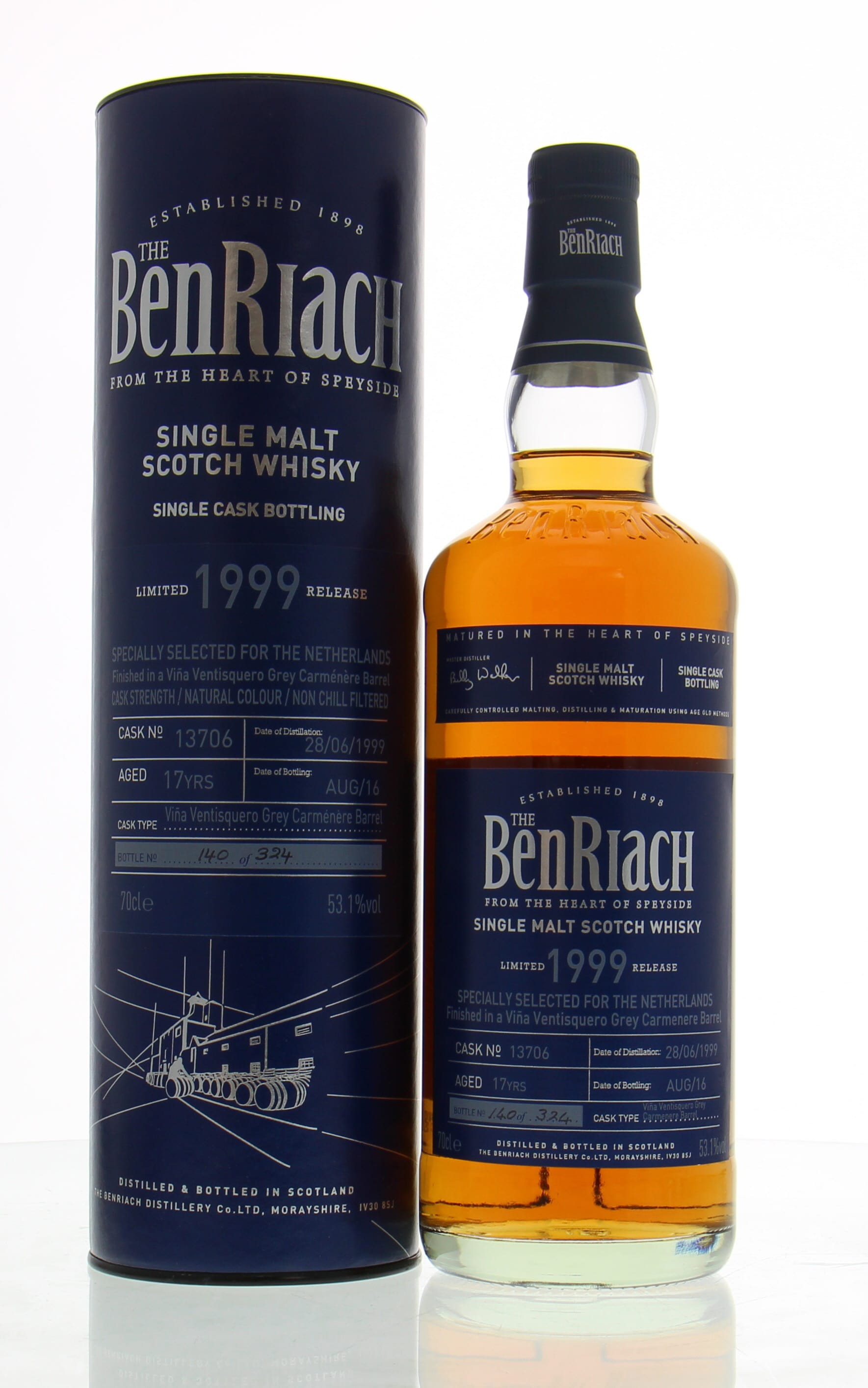 Benriach - 17 Years Old Cask:13706 53.1% 1999 In Original Container
