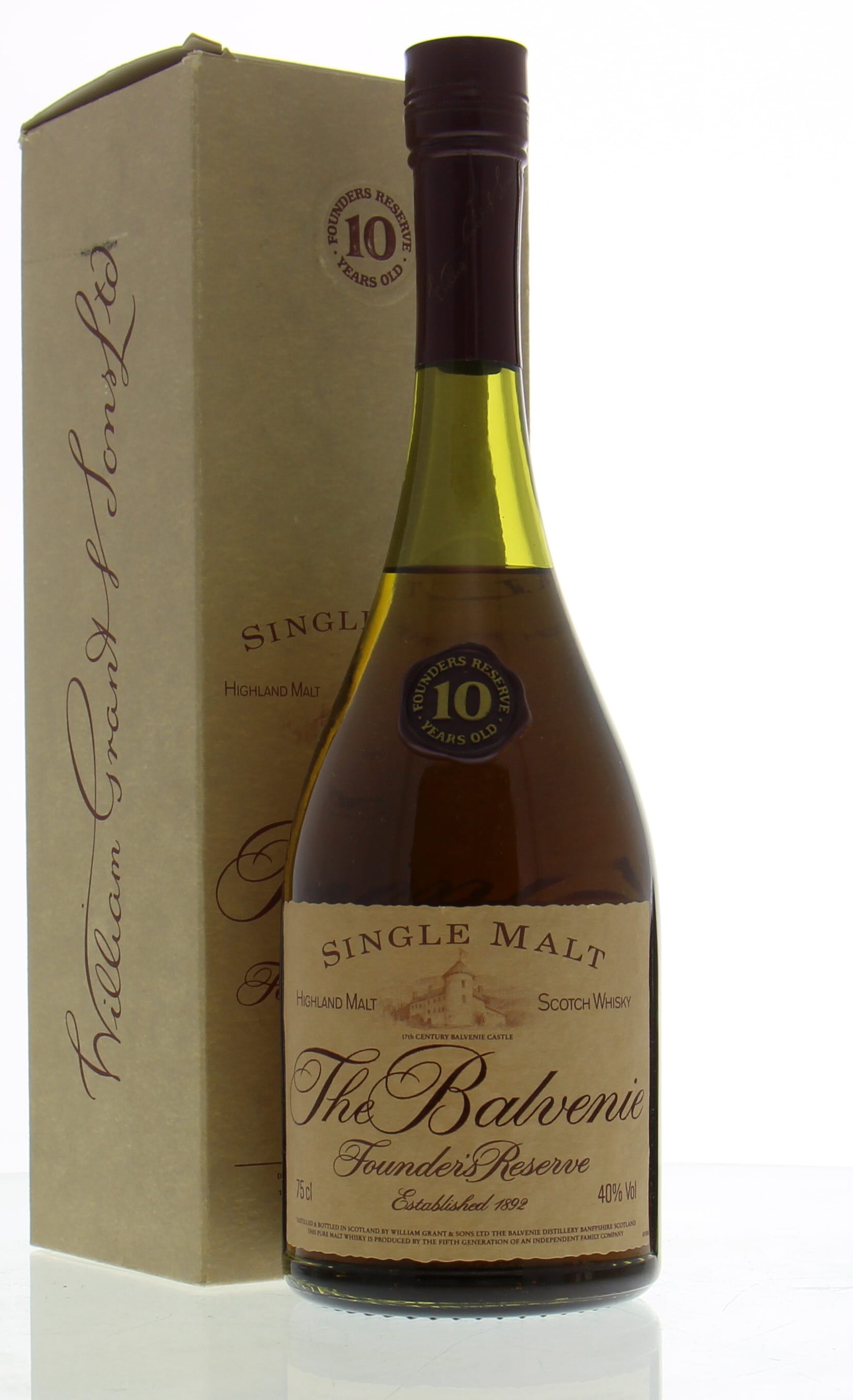 Balvenie - 10 Years Old Founders Reserve Old Label, cognac shaped bottle 40% NV In Original Container