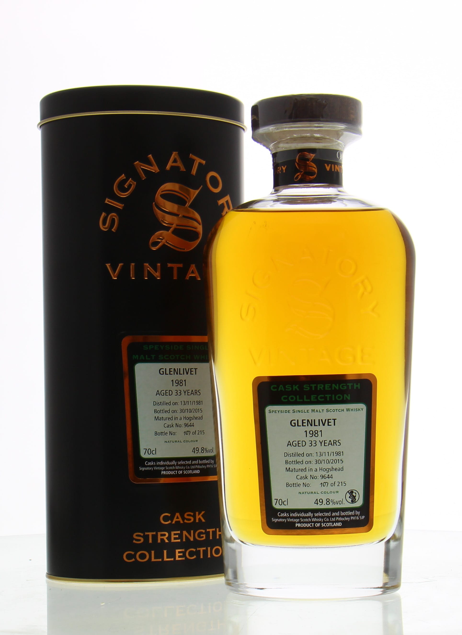 Glenlivet - 33 Years Years Old Signatory Vintage Cask:9644 49.8% 1981 In Original Container