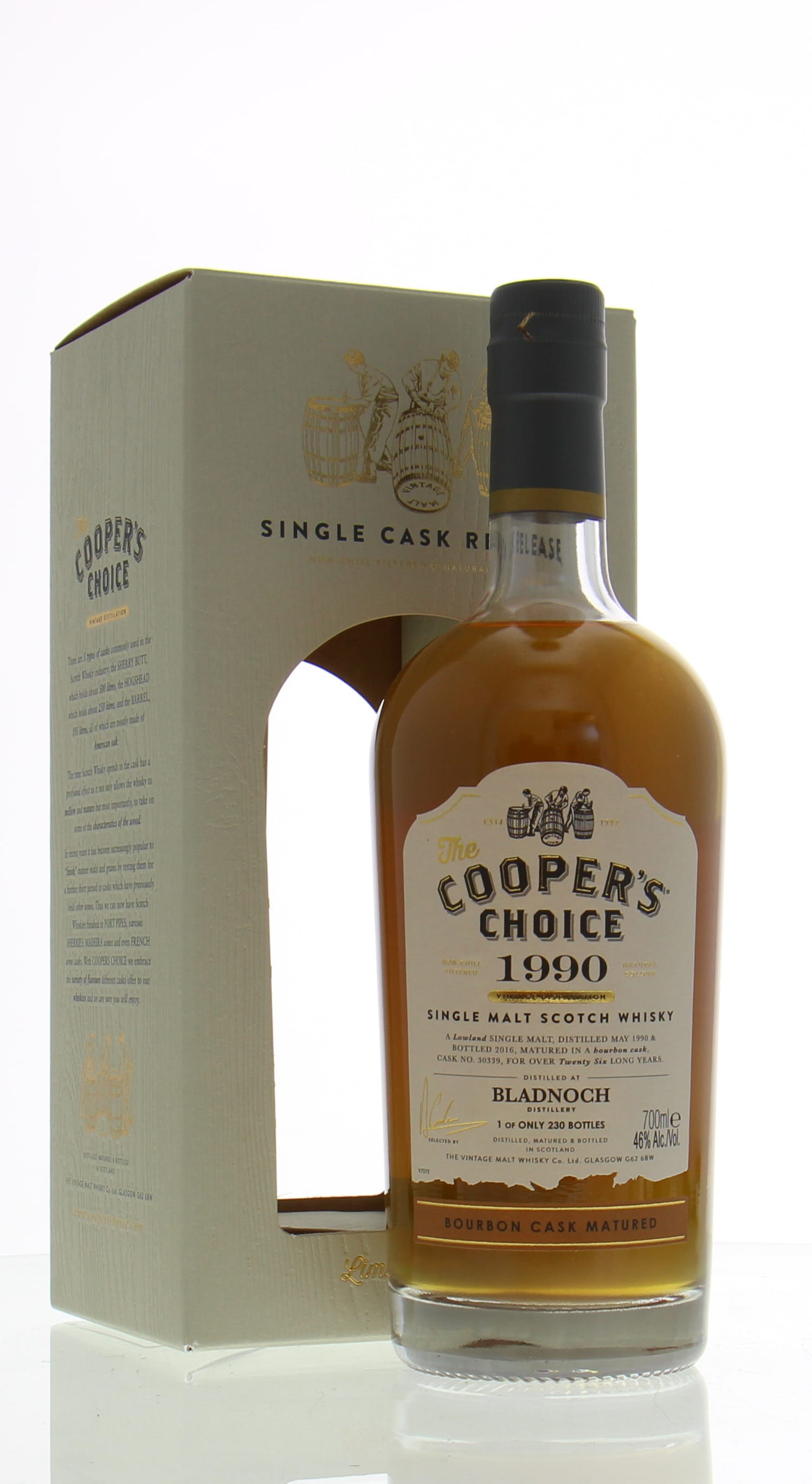 Bladnoch - 26 Years Old Cooper's Choice Cask:30339 46% 1990 In Original Container