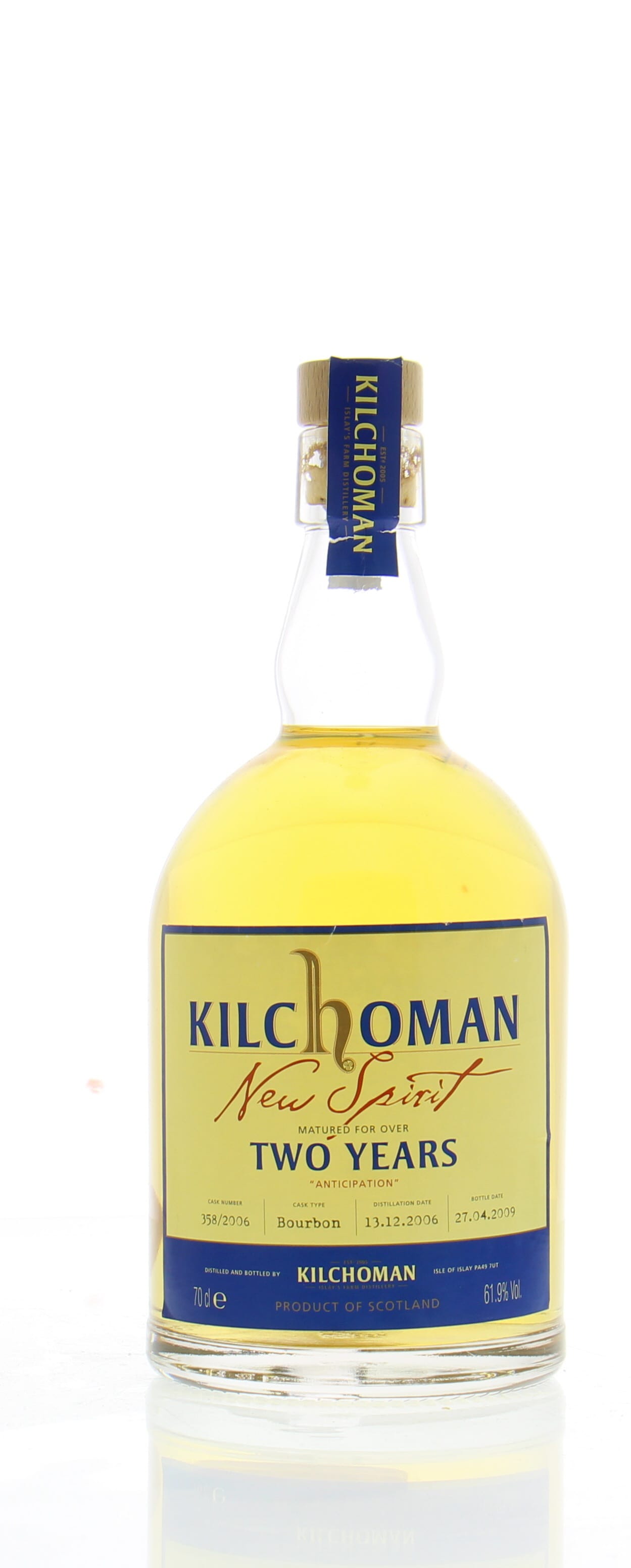 Kilchoman - 2 Years Old 2006 New Spirit Cask:358/2006 61.9% 2006 NO OC