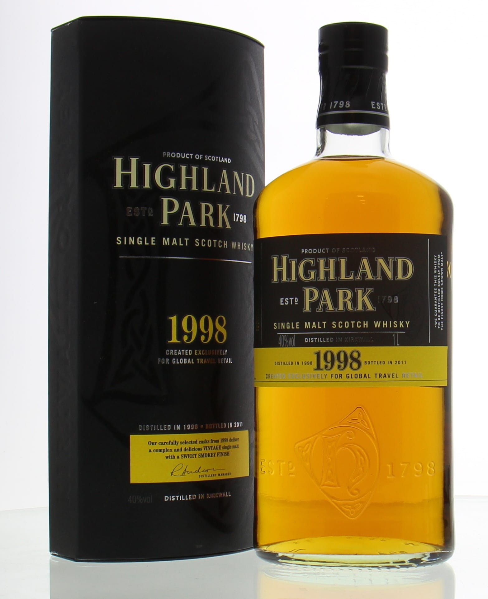 Highland Park - 1998 for Global Travel Retail 40% 1998 In Original Container