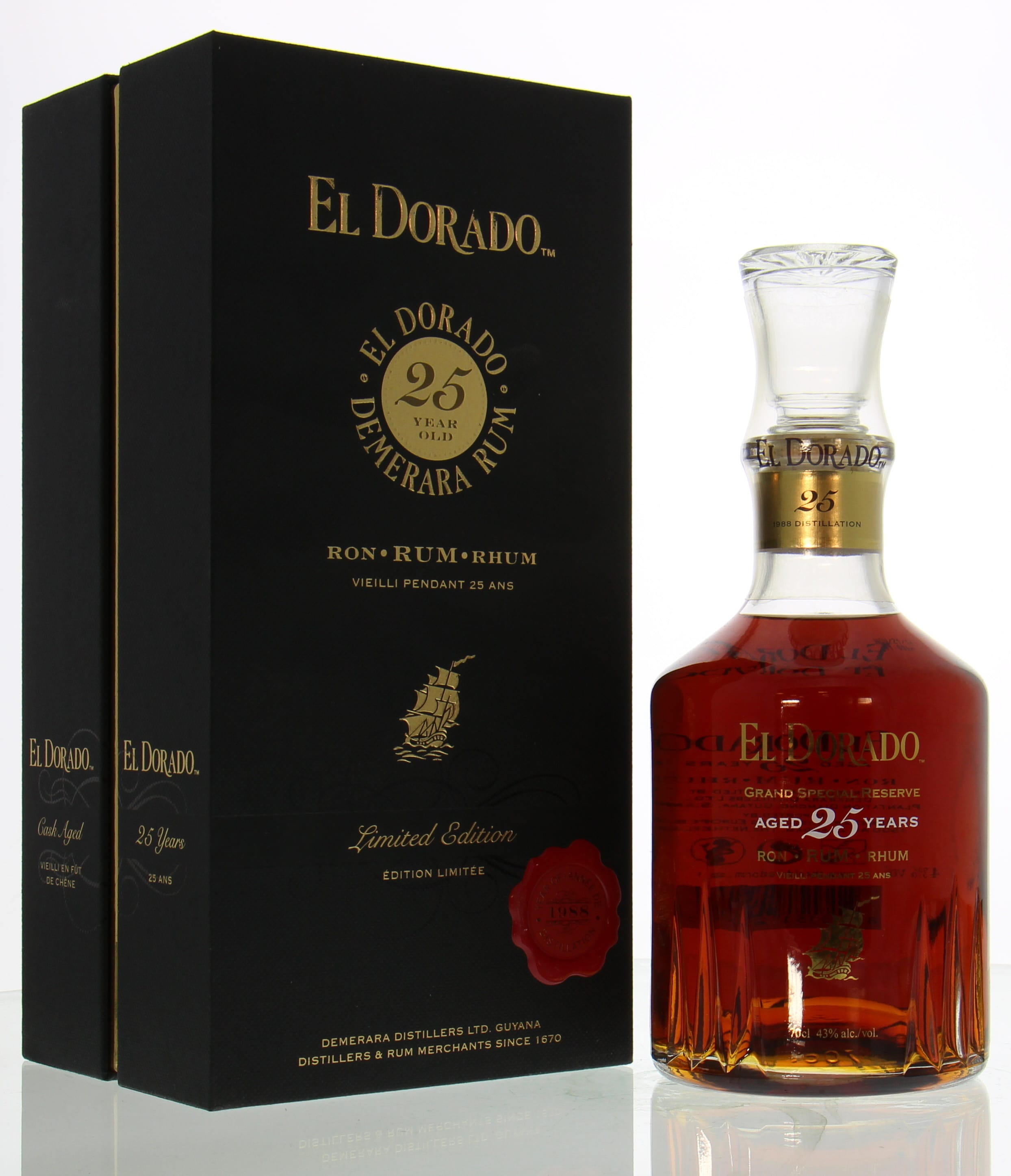 El Dorado - 25 years old grand special reserve rum 43 % 1988 Perfect