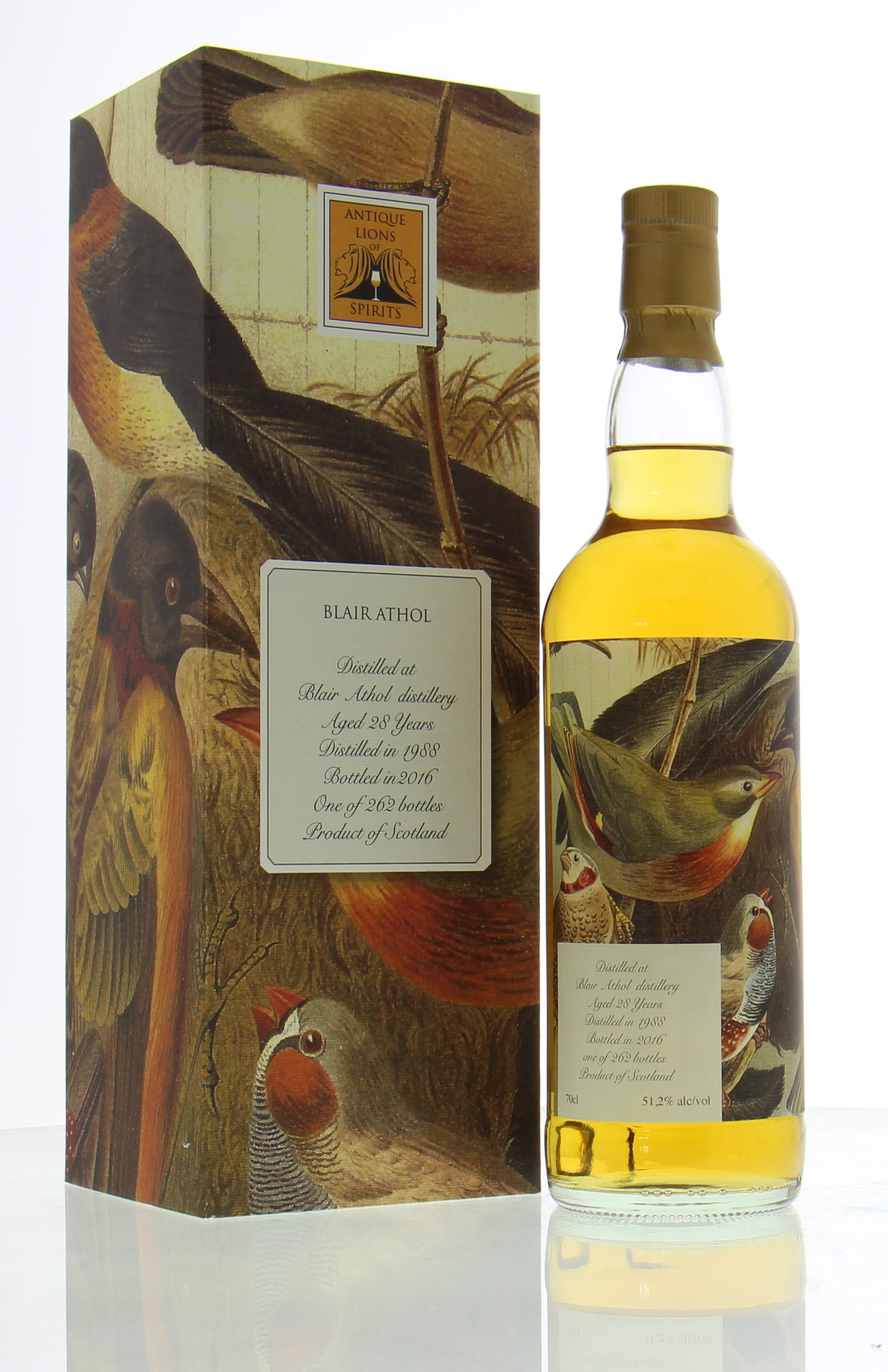 Blair Athol - 28 years Old Antique Lions of Spirits The Birds 51.2% 1988 In Original Container