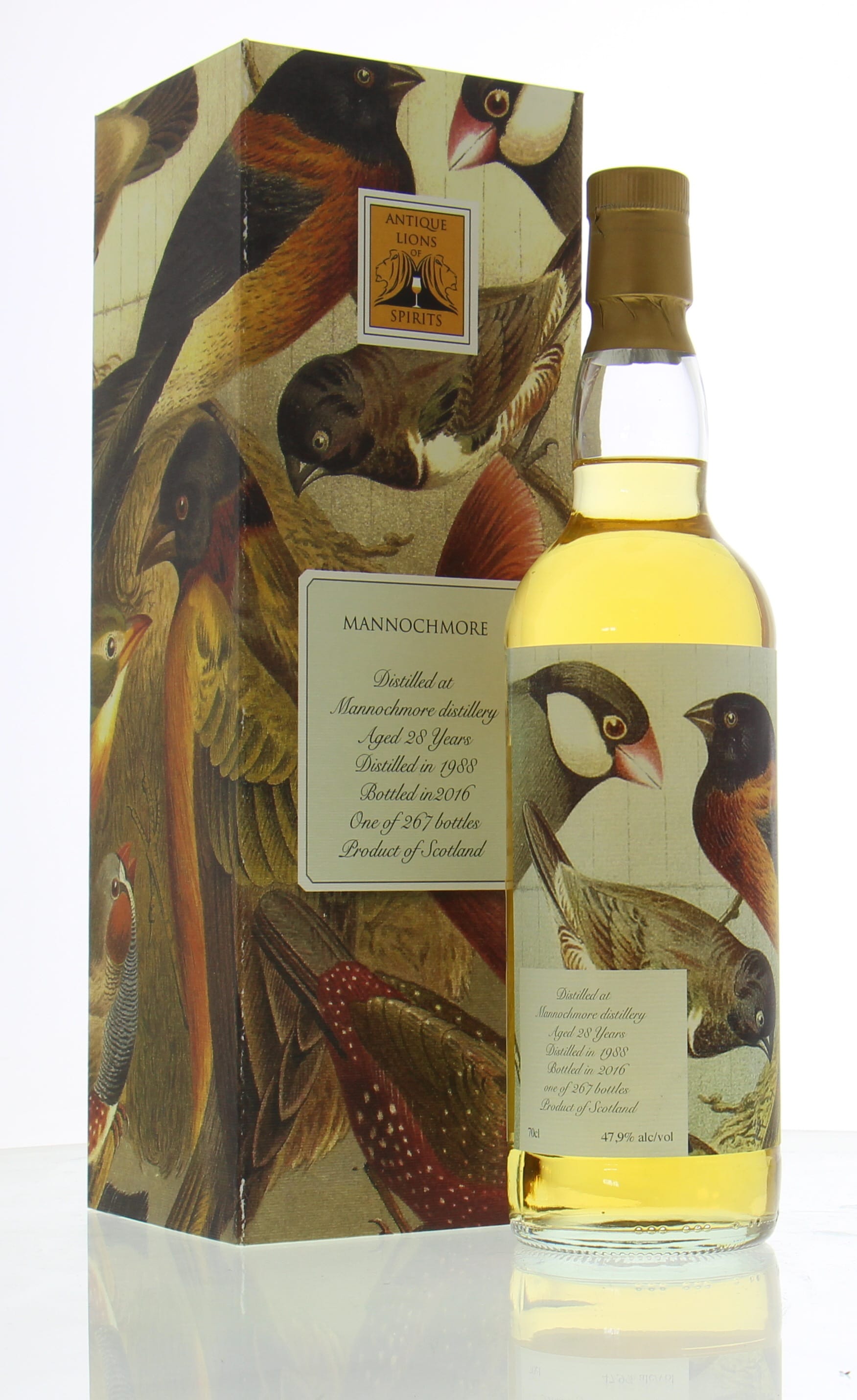 Mannochmore - 28 years Old Antique Lions of Spirits The Birds 47.9% 1988 In Original Container